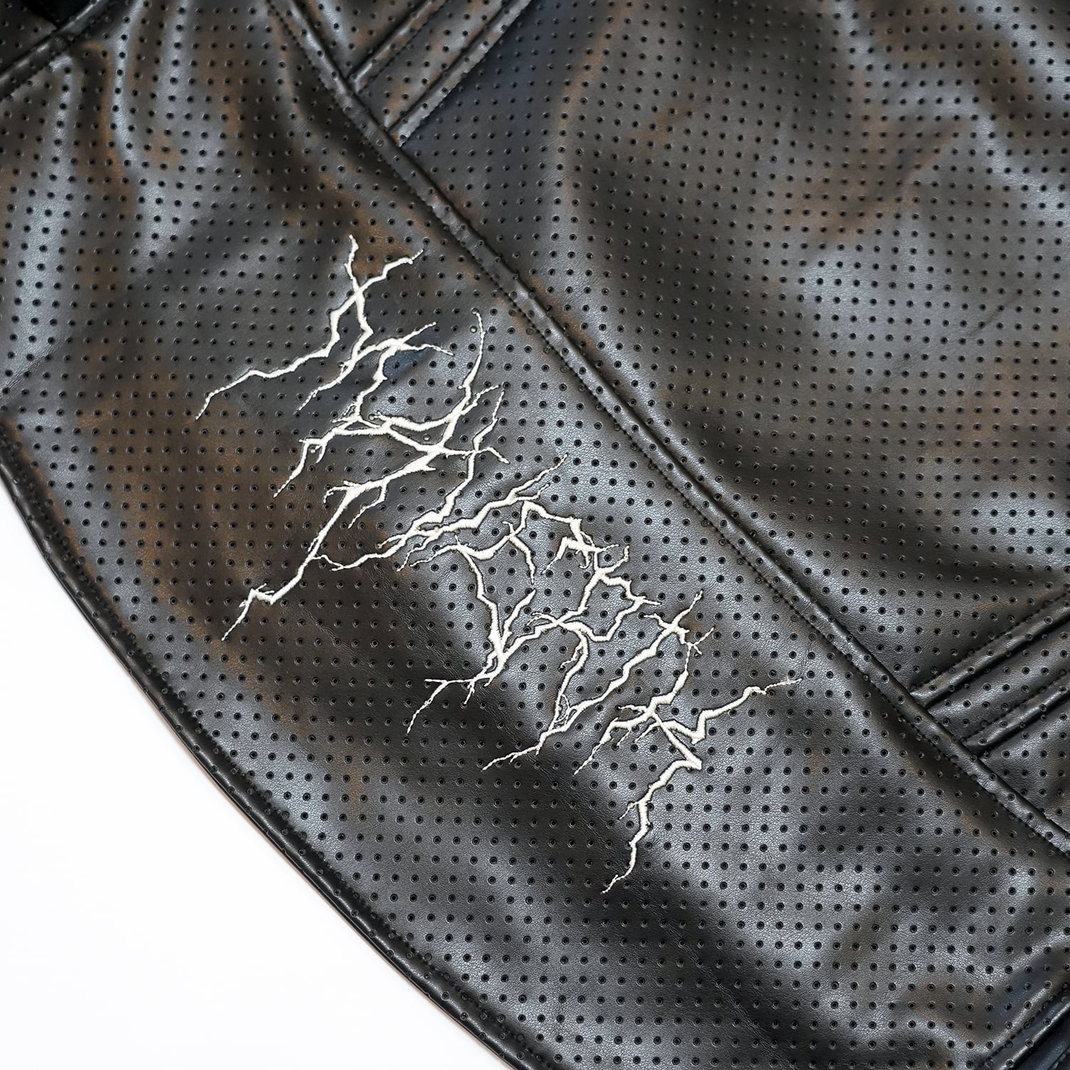 T.C.R MAVERIK MESH LEATHER MOTO JACKET - BLACK