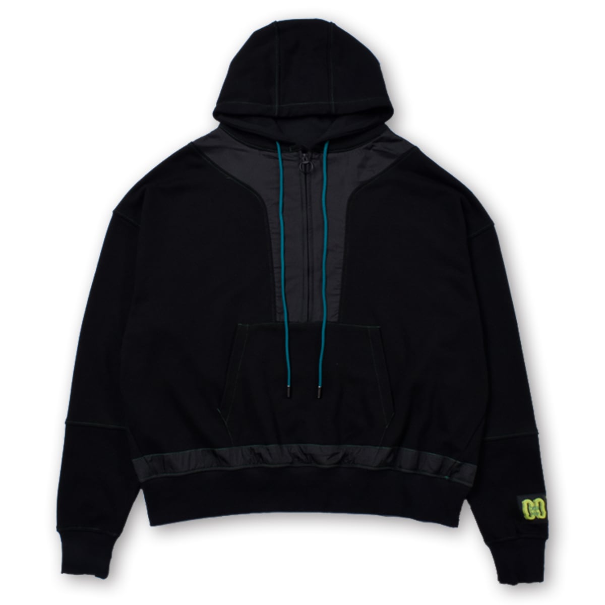 TCR ESSENTIAL TECH HOODIE - BLACK/BLUE GREEN