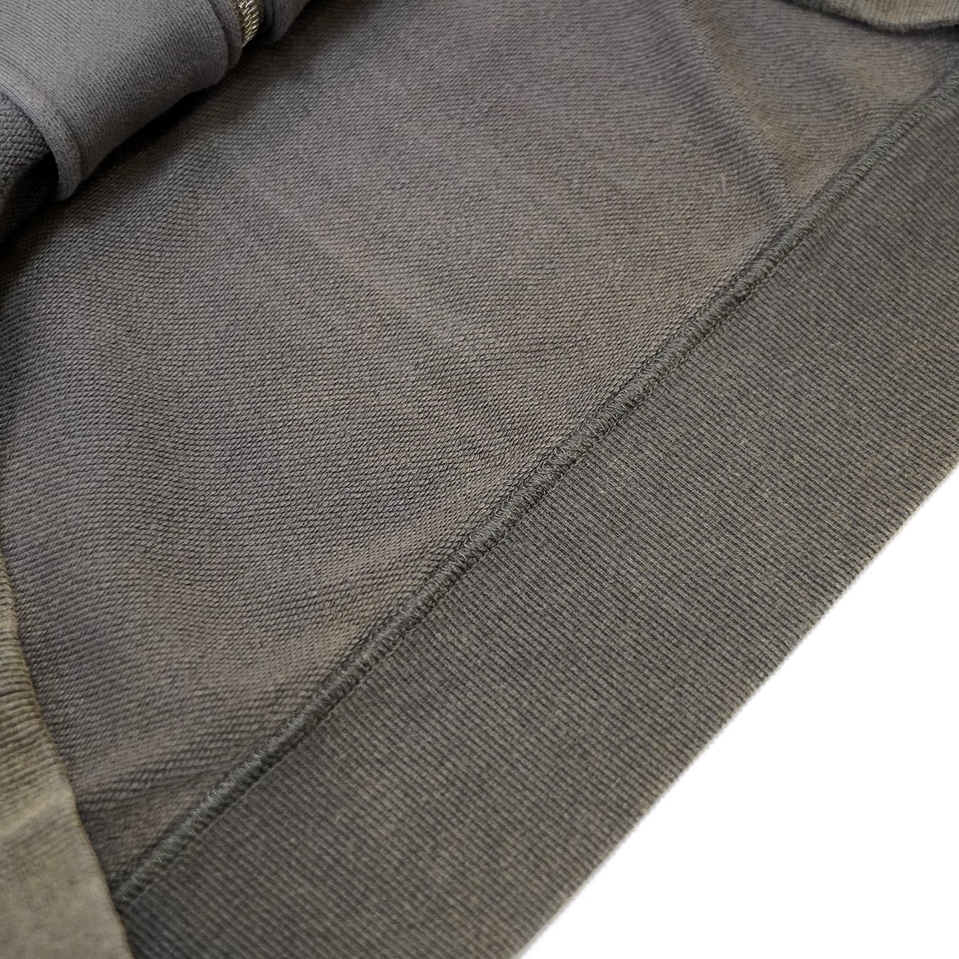 T.C.R DISTRESSED WASHED FULL-ZIP BAGGY HOODIE - KHAKI