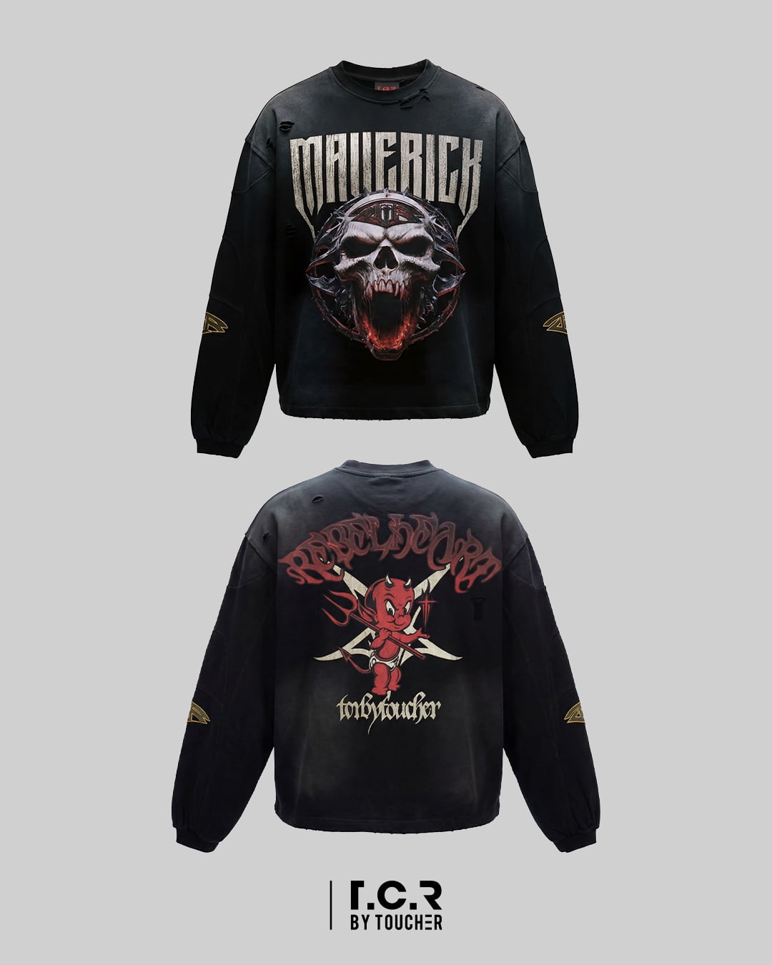 T.C.R REBEL HEART L/S TEE - BLACK