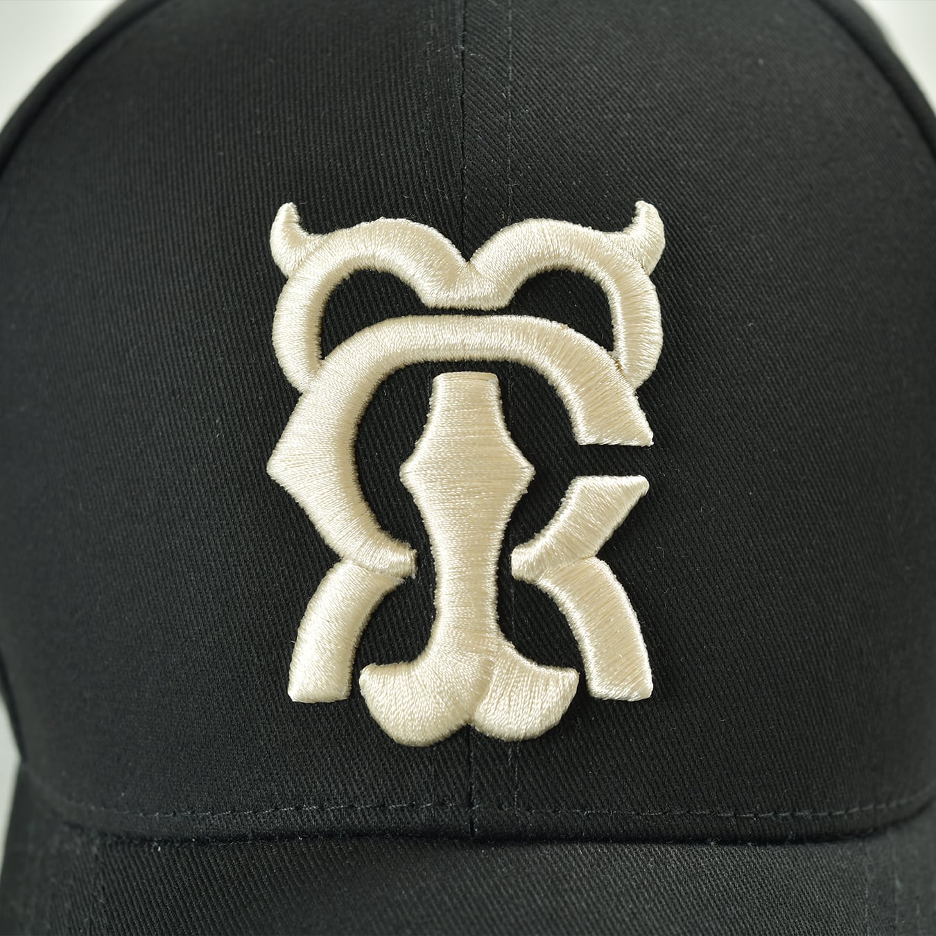 T.C.R MONOGRAM LOGO 6PANEL JESUS CAP - BLACK