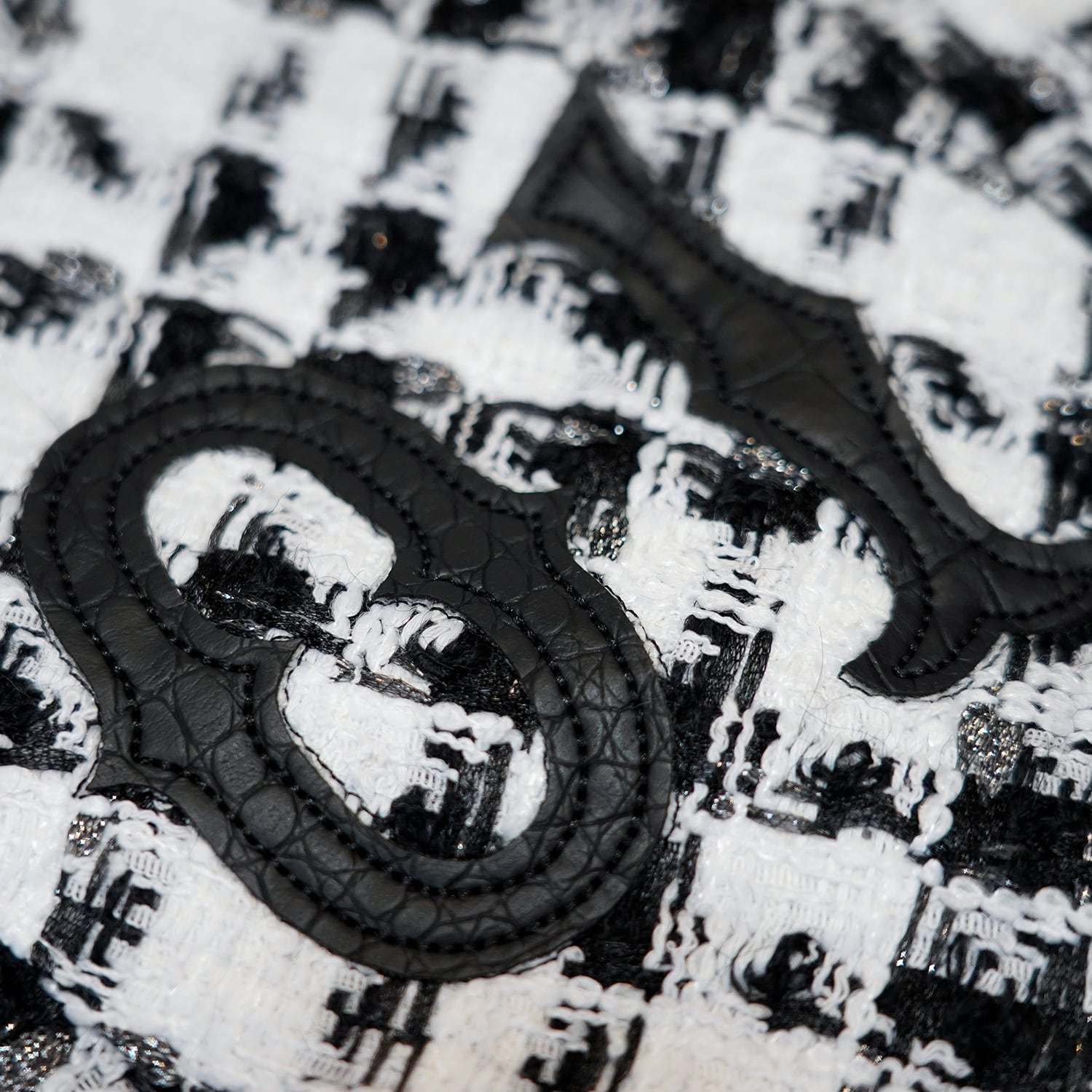 T.C.R MONOGRAM LOGO TWEED SHIRTS JACKET - BLACK / WHITE