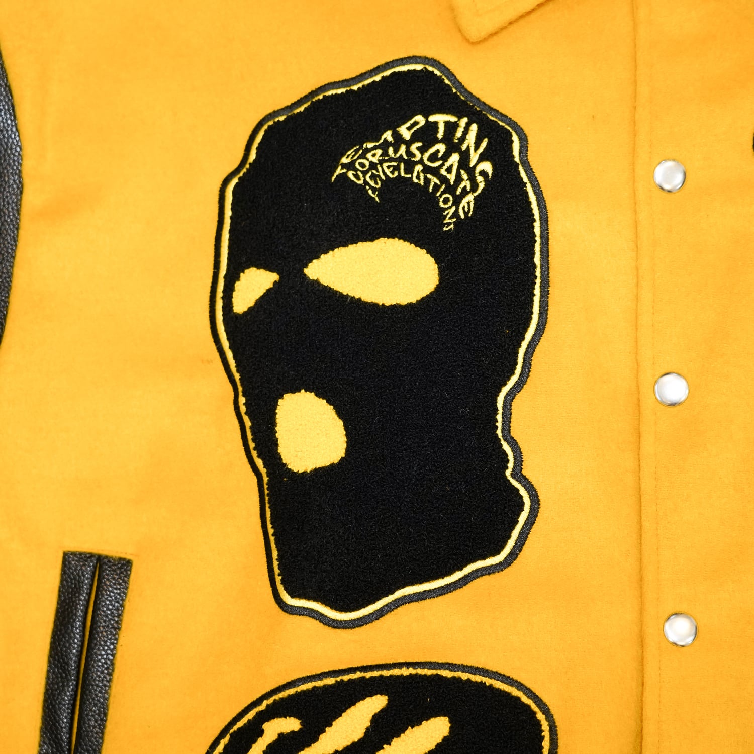 T.C.R RAVER GANG VARSITY LEATHER JACKET - YELLOW