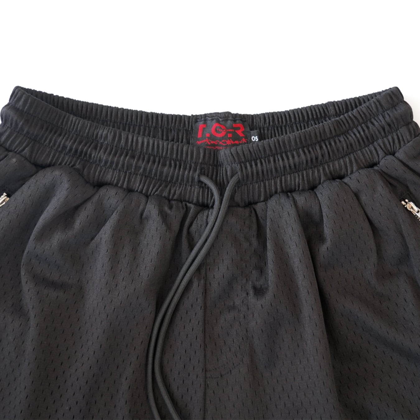 T.C.R LIGHTNING LOGO SARUEL BASKETBALL MESH SHORTS - BLACK