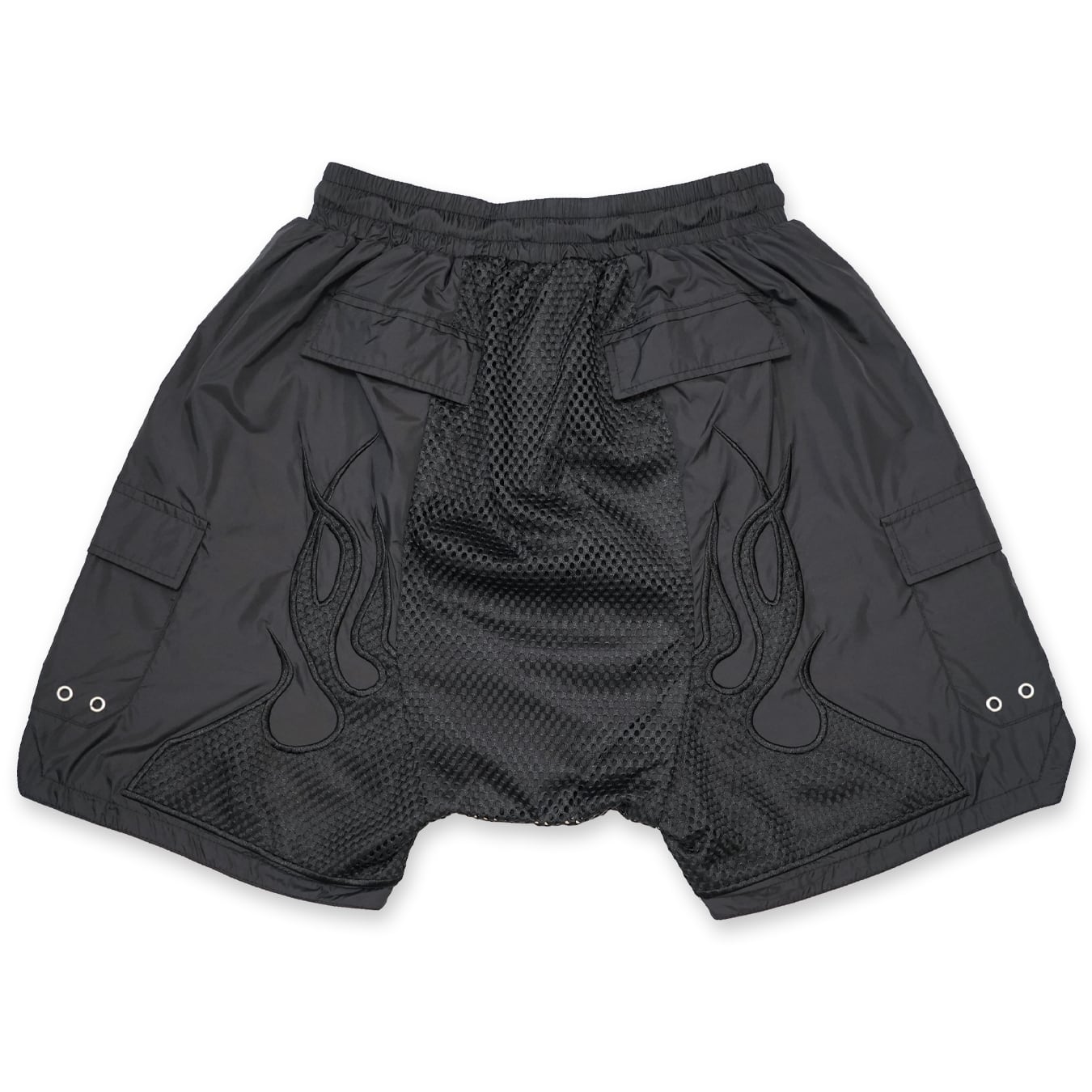 T.C.R FLAME SARUEL NYLON SHORTS - BLACK