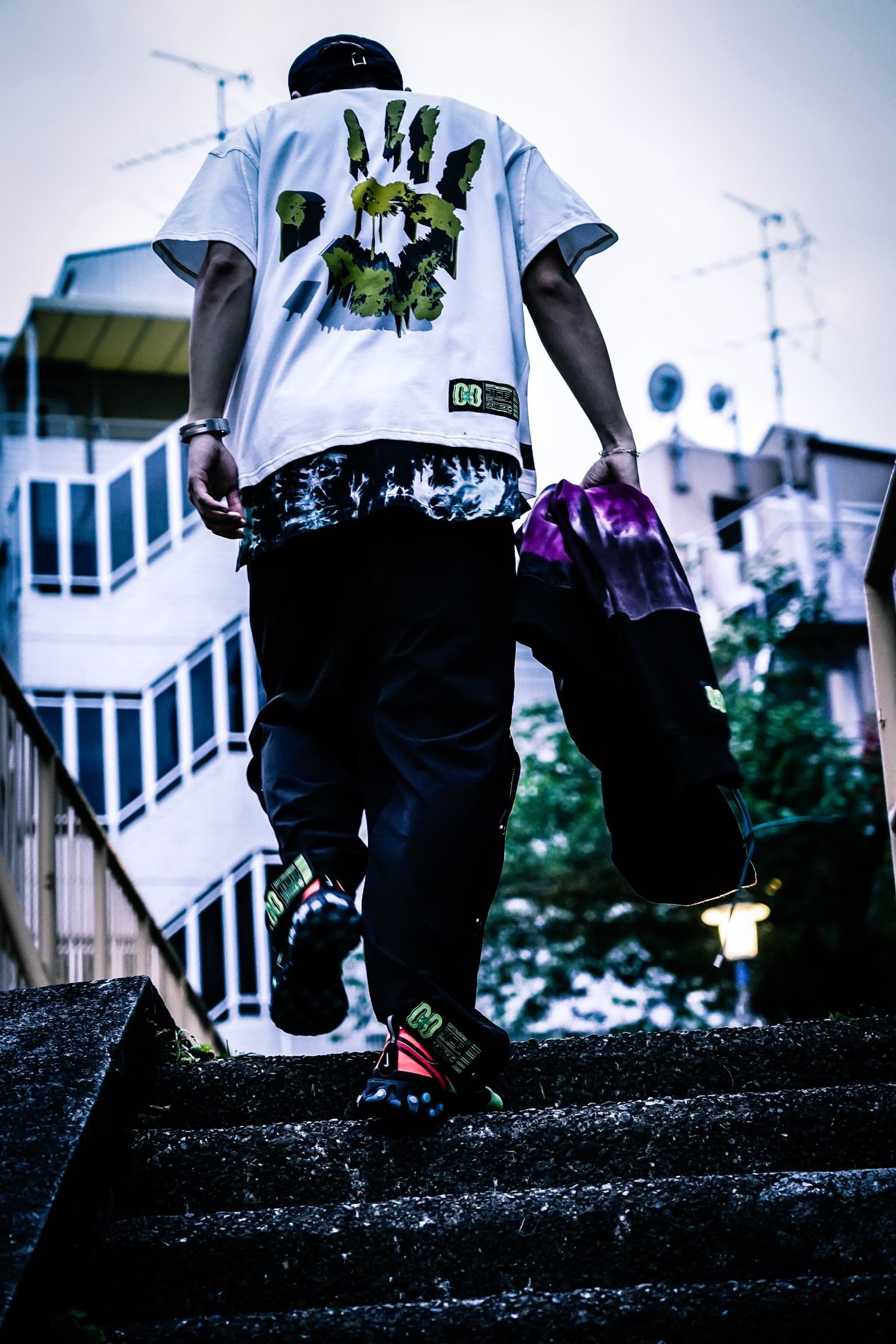 LIQUID OVERSIZED S/S TEE - WHITE/YELLOW