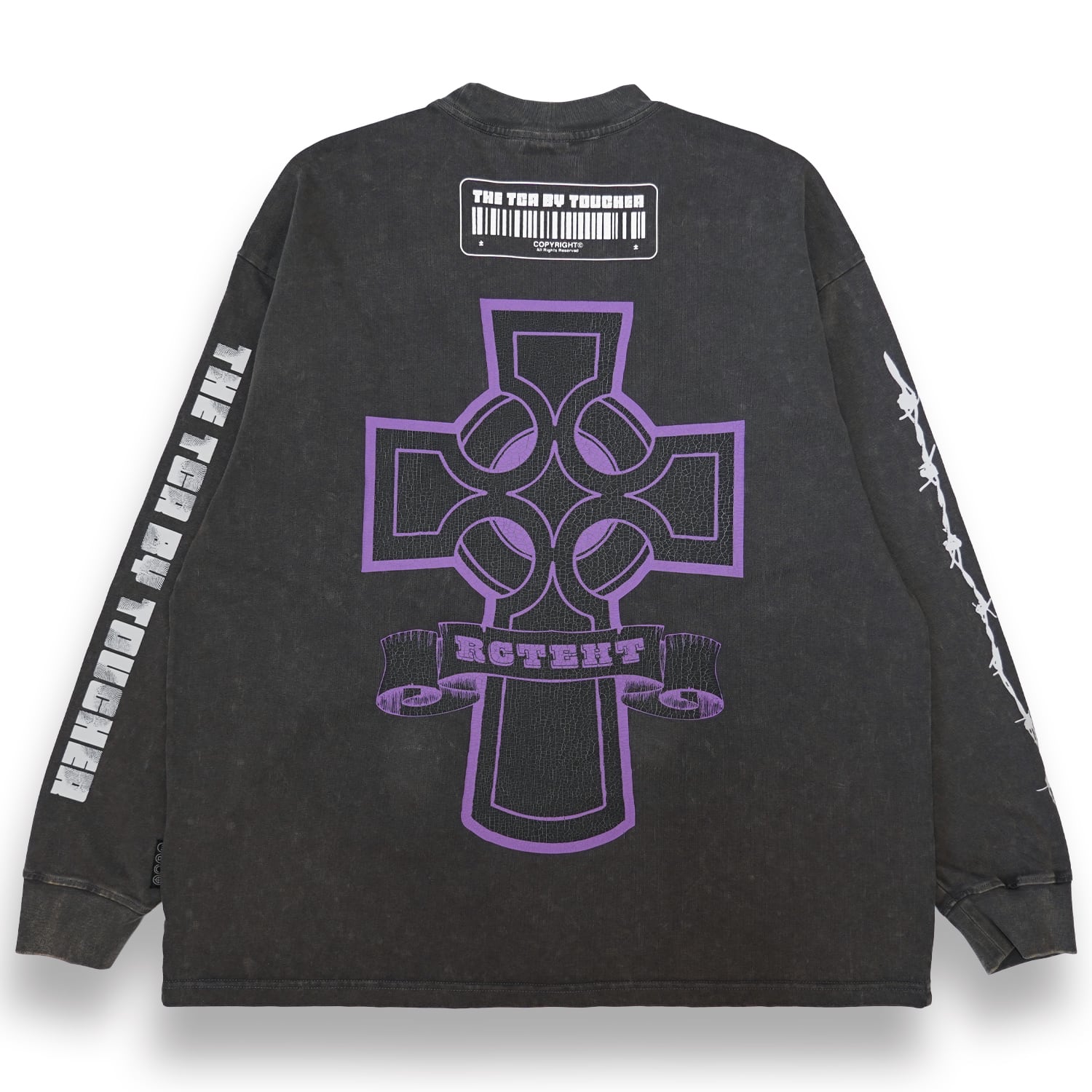T.C.R JESUS CROSS L/S TEE - OLD GRAY