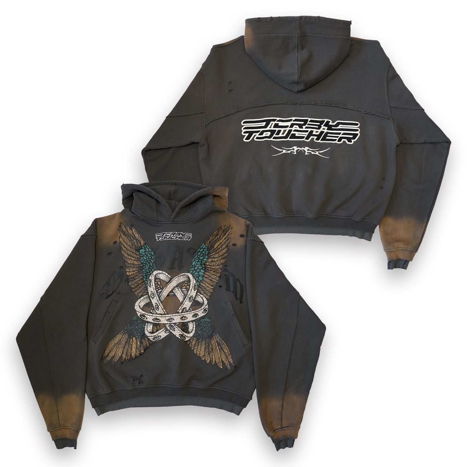 T.C.R THRONES ACID HOODIE - GRAY