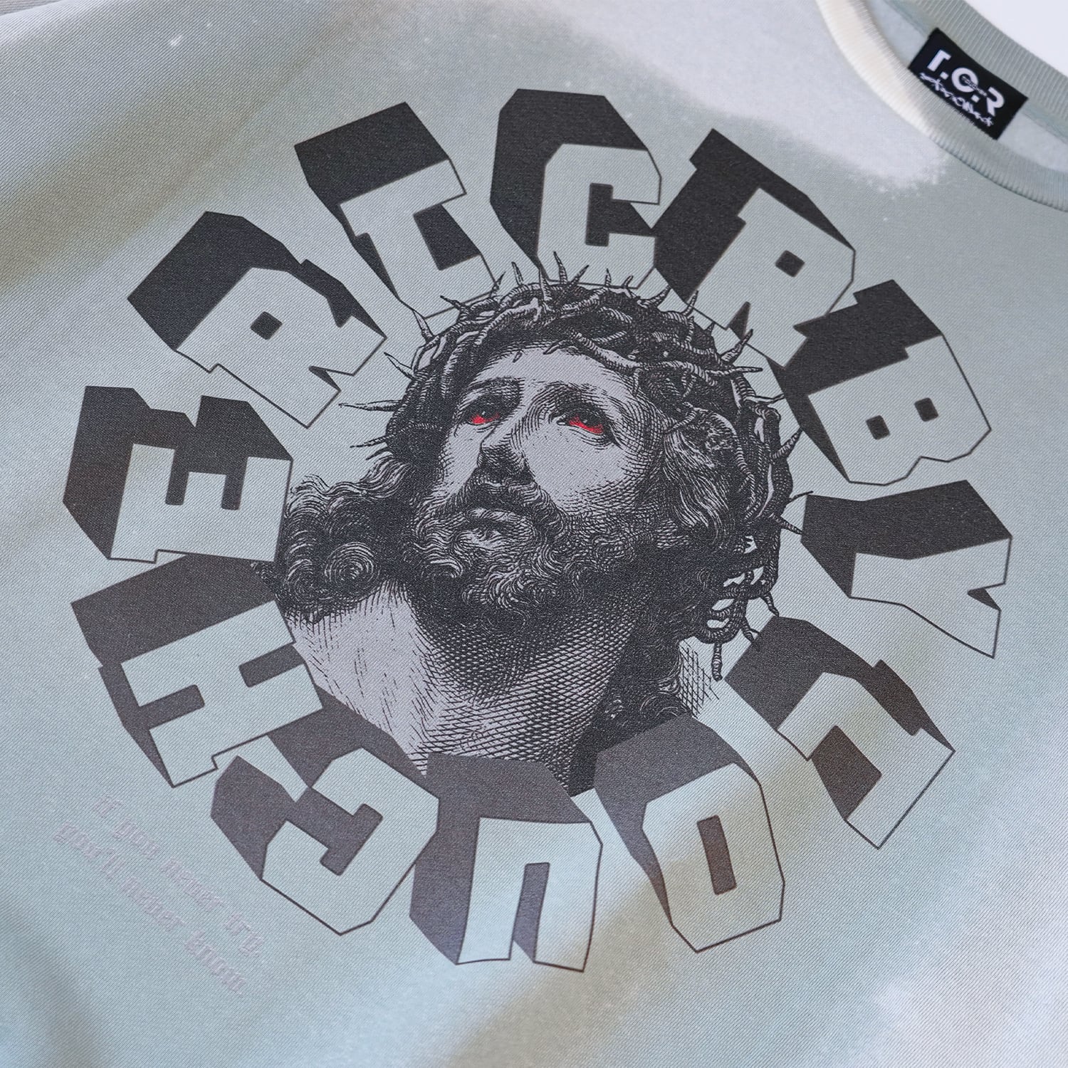 T.C.R TRYING GOD WIDE FIT CREW NECK BLEACH SWEAT - SMOKE GREEN