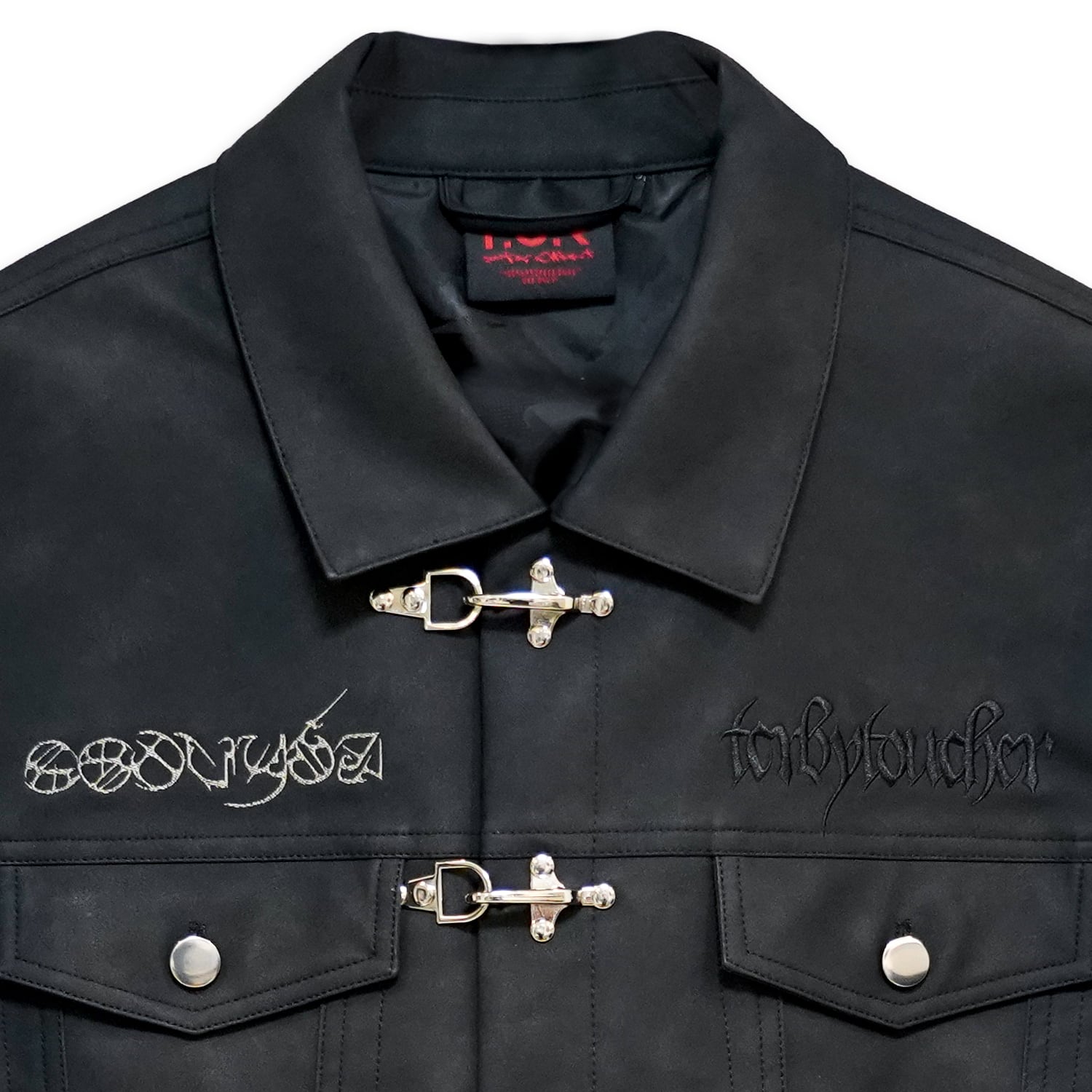 T.C.R WASHED FAUX LEATHER FLAME TRACKER JACKET - BLACK