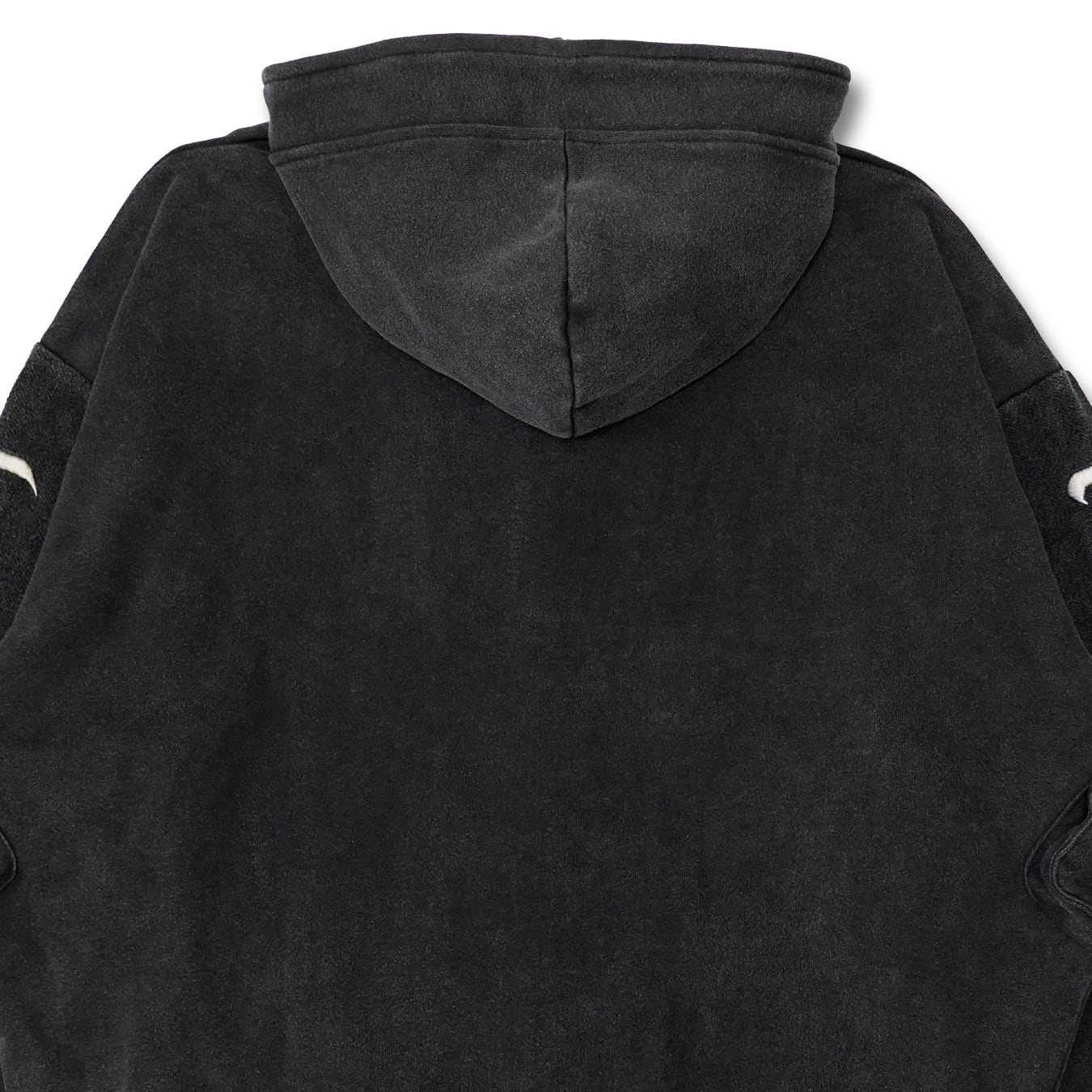 T.C.R DECONSTRUCTED WASHED ZIP-UP HOODIE - BLACK
