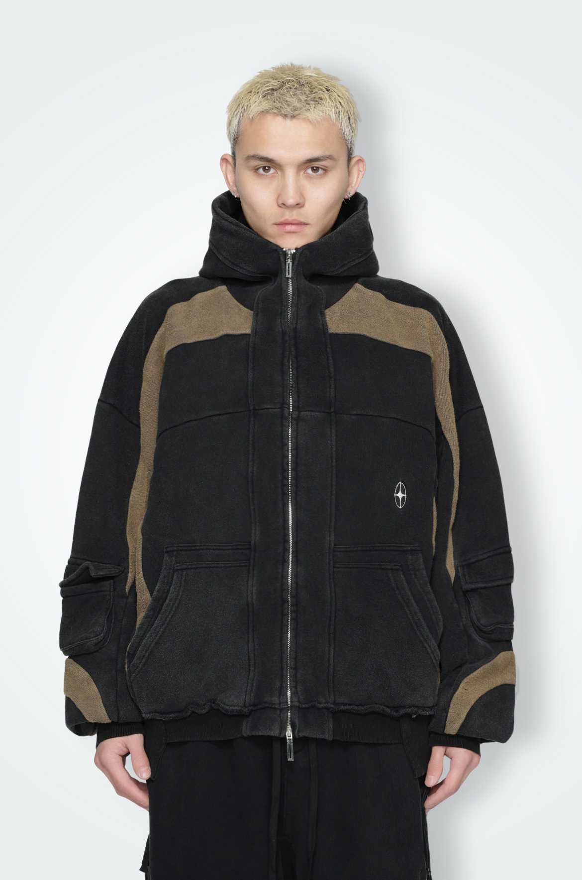 T.C.R ?DARK RIDER ZIP-UP HOODIE - BLACK