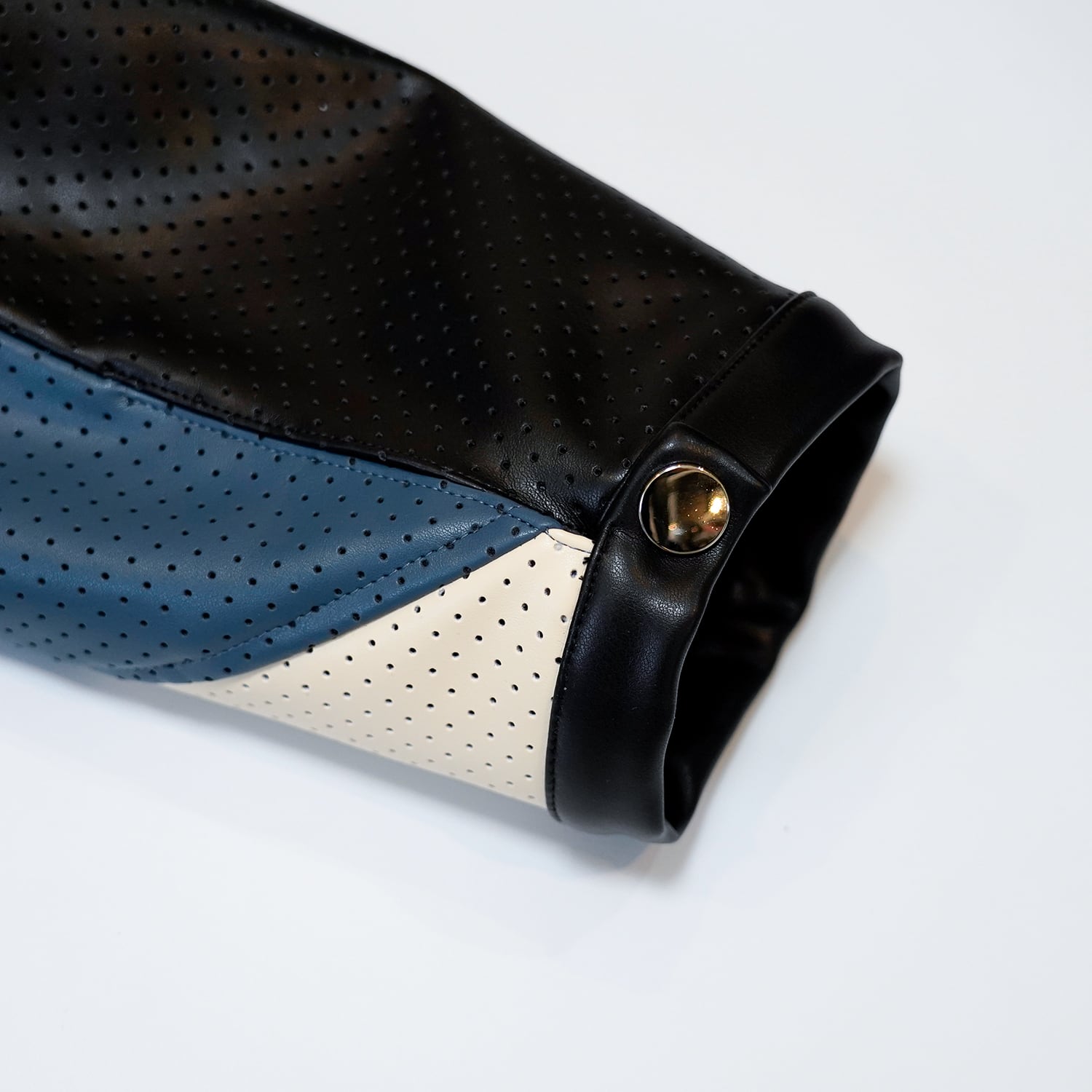 T.C.R MAVERIK MESH LEATHER MOTO JACKET - NAVY