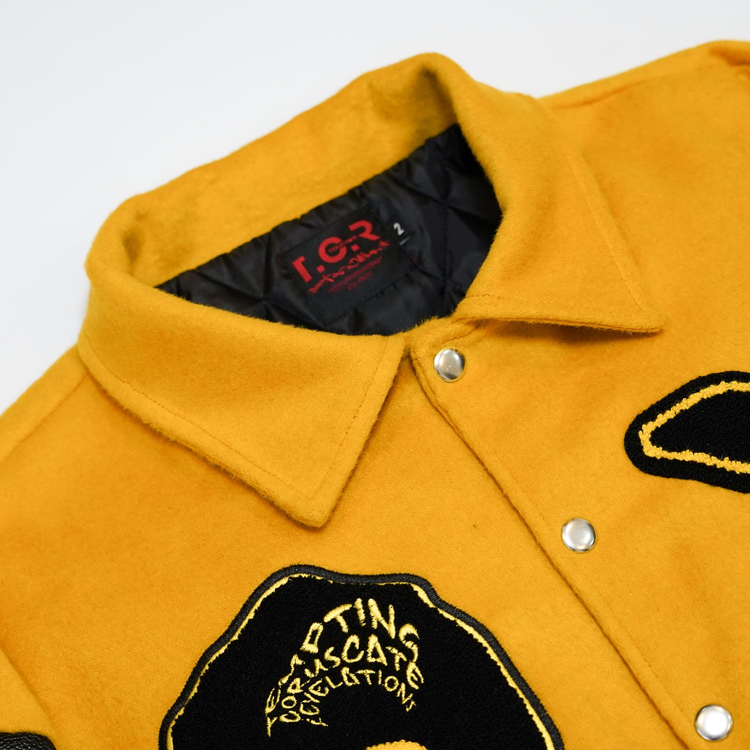 T.C.R RAVER GANG VARSITY LEATHER JACKET - YELLOW