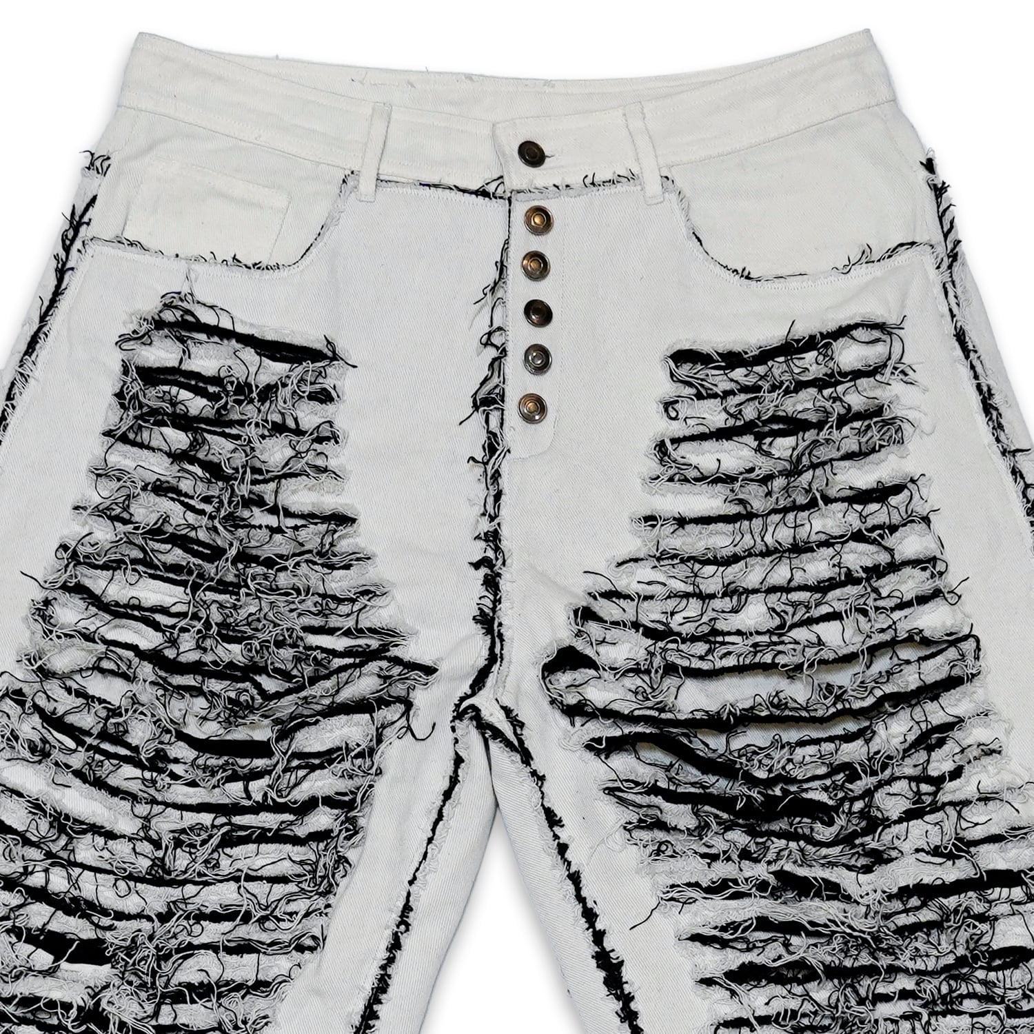 T.C.R DESTROYED CURVE LINE PANTS - WHITE