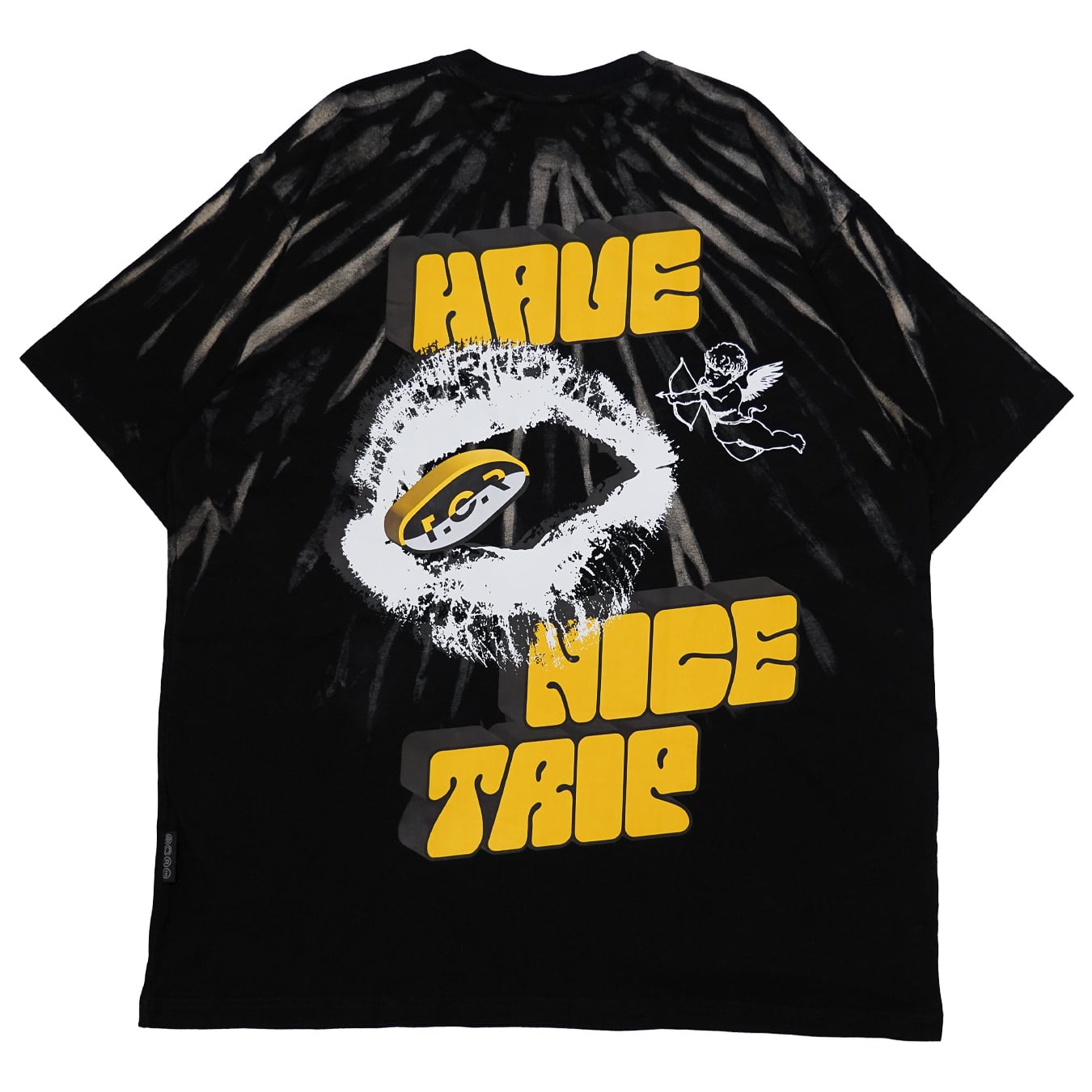 T.C.R DRIP SMILE TIE DYE S/S TEE - BLACK