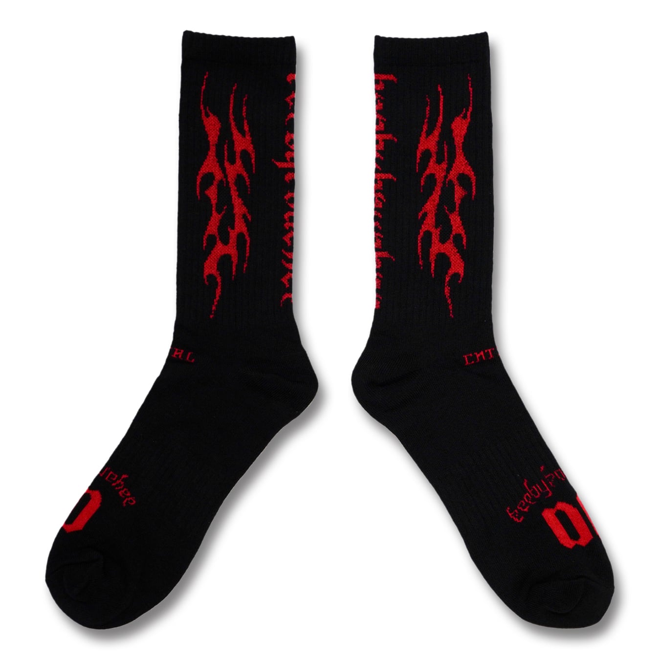 T.C.R TRIBAL FLAME SOCKS - BLACK/RED