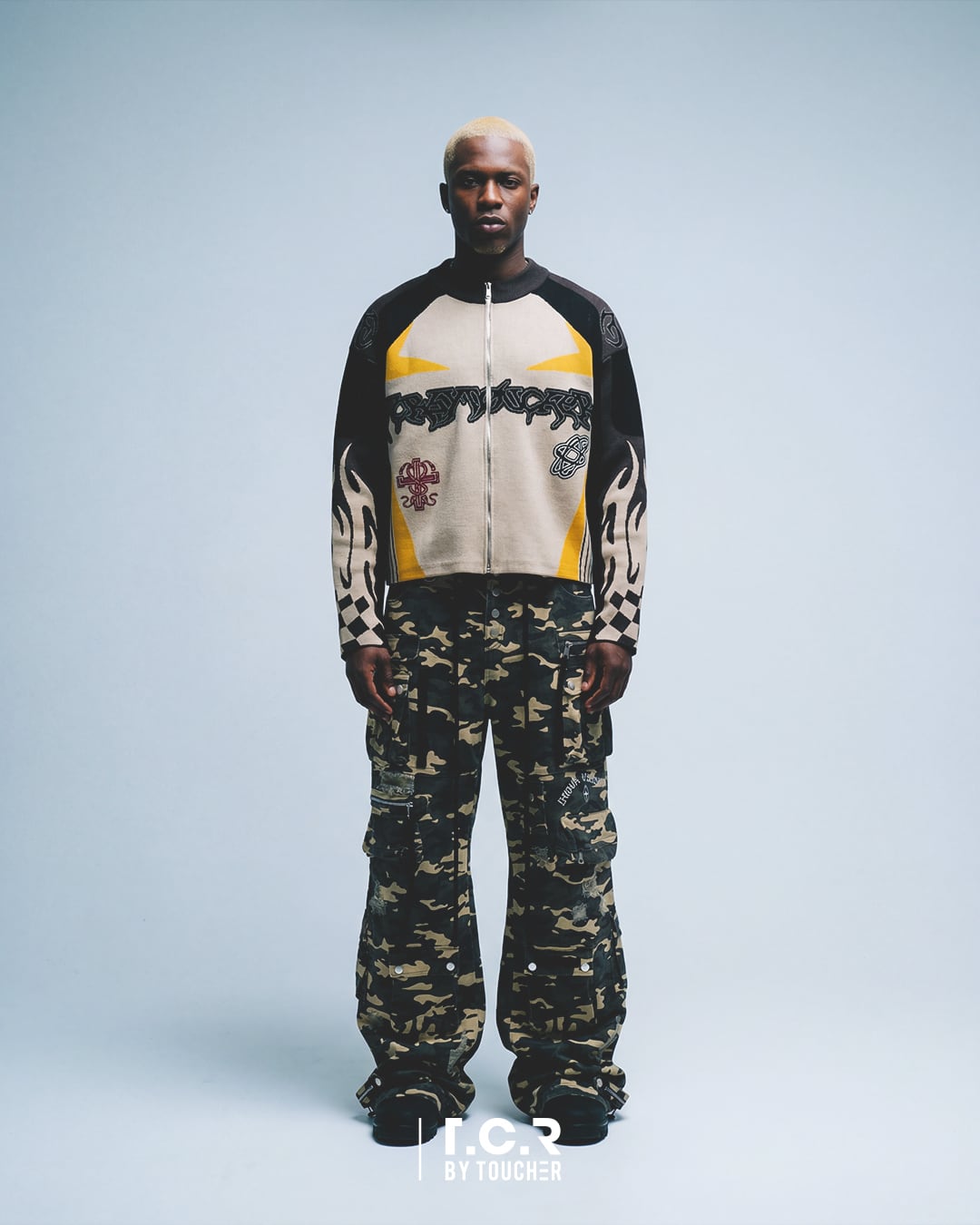 T.C.R RACING ZIP-UP KNIT SWEATER - MULTI