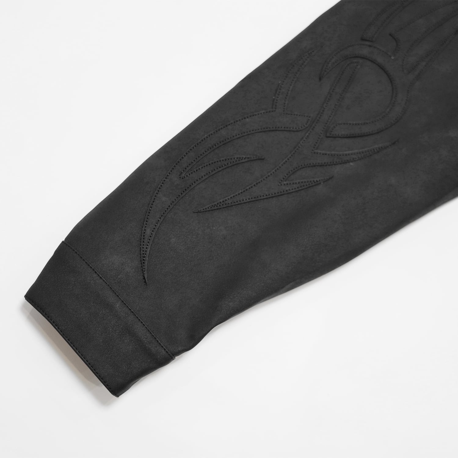 T.C.R WASHED FAUX LEATHER FLAME TRACKER JACKET - BLACK