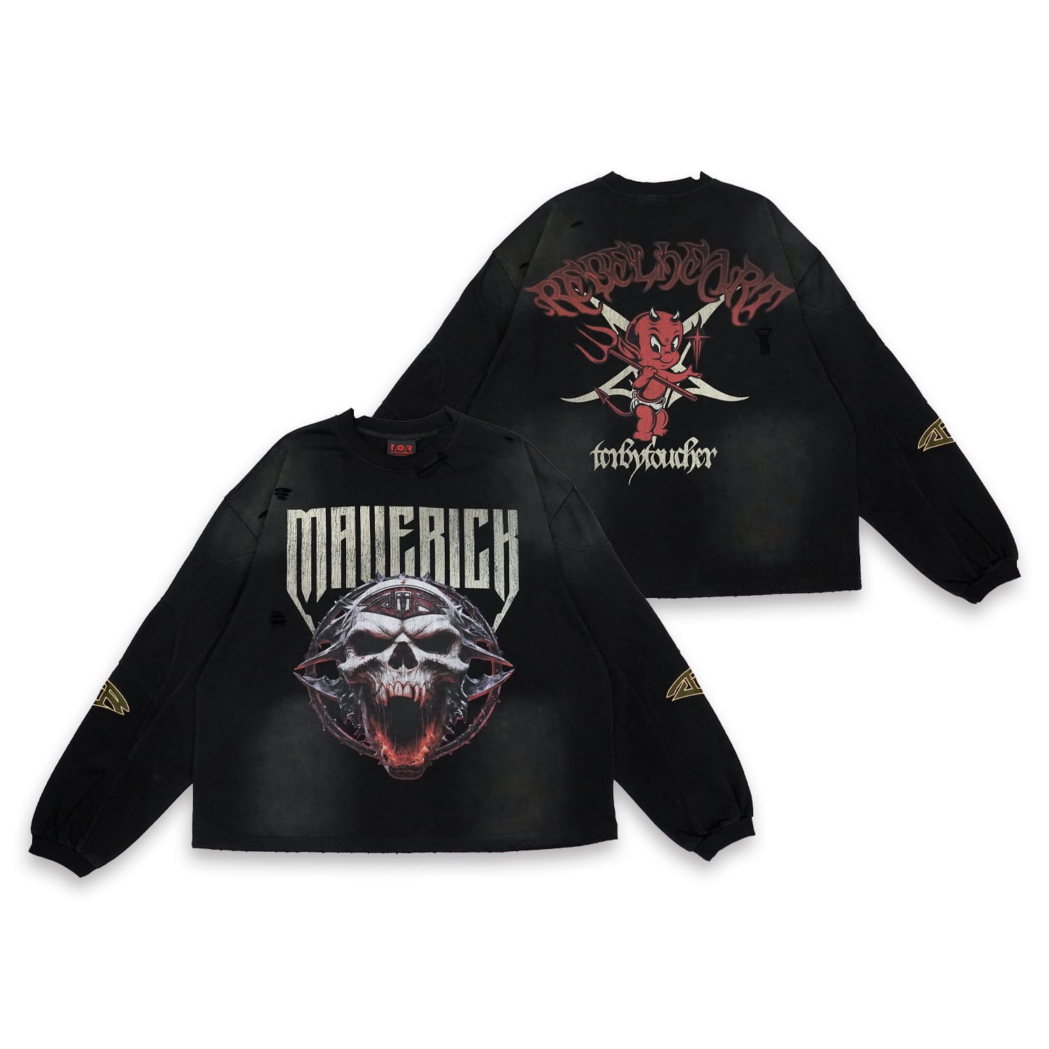 T.C.R REBEL HEART L/S TEE - BLACK