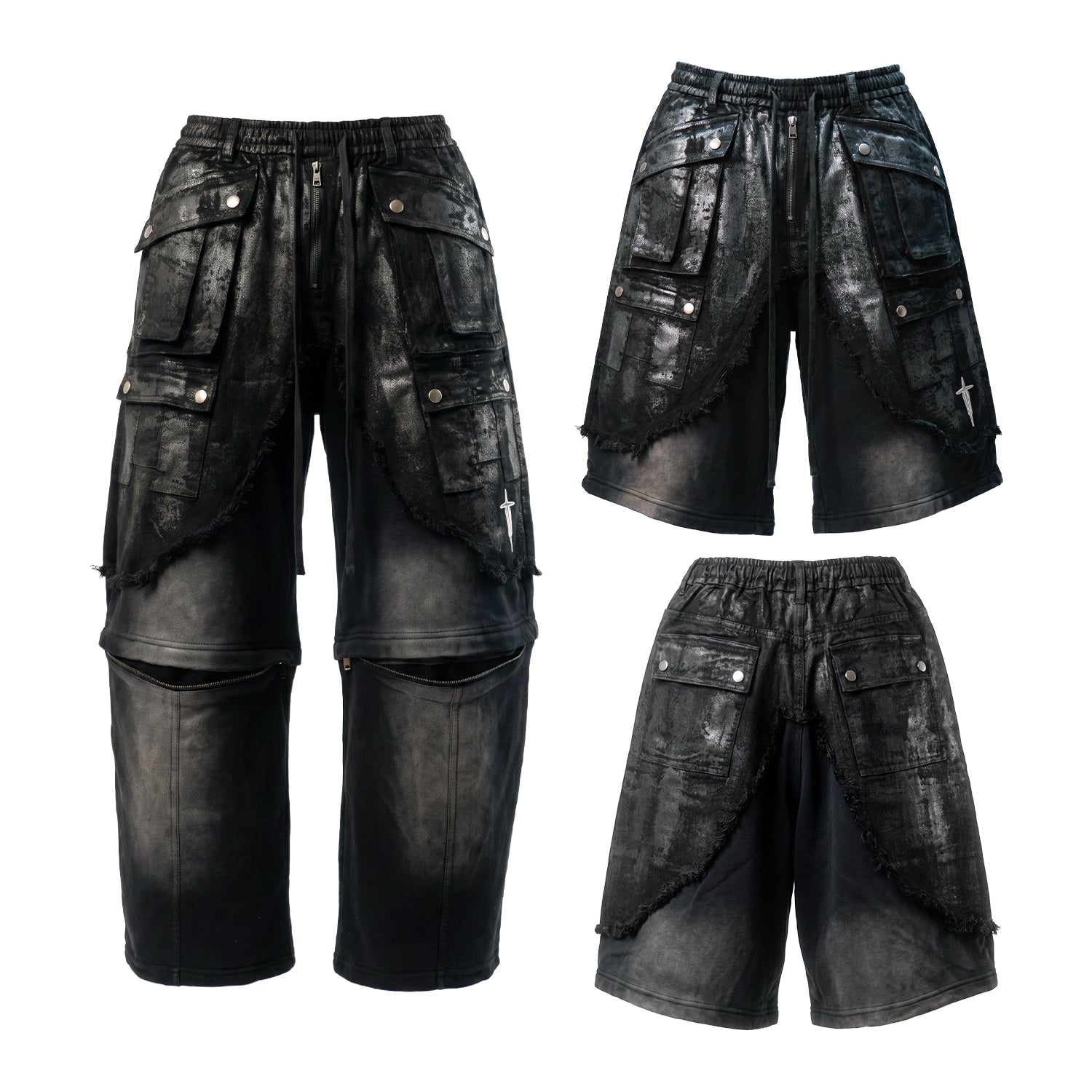 T.C.R SHADOW PHASE CONVERTIBLE BAGGY PANTS - BLACK