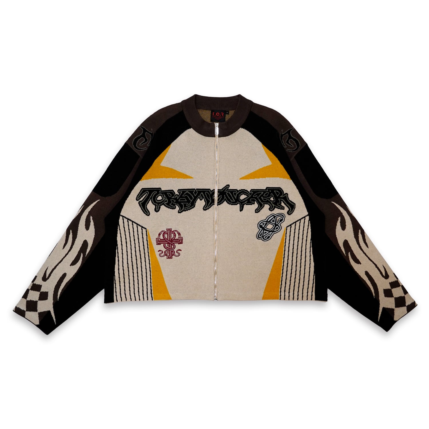 T.C.R RACING ZIP-UP KNIT SWEATER - MULTI
