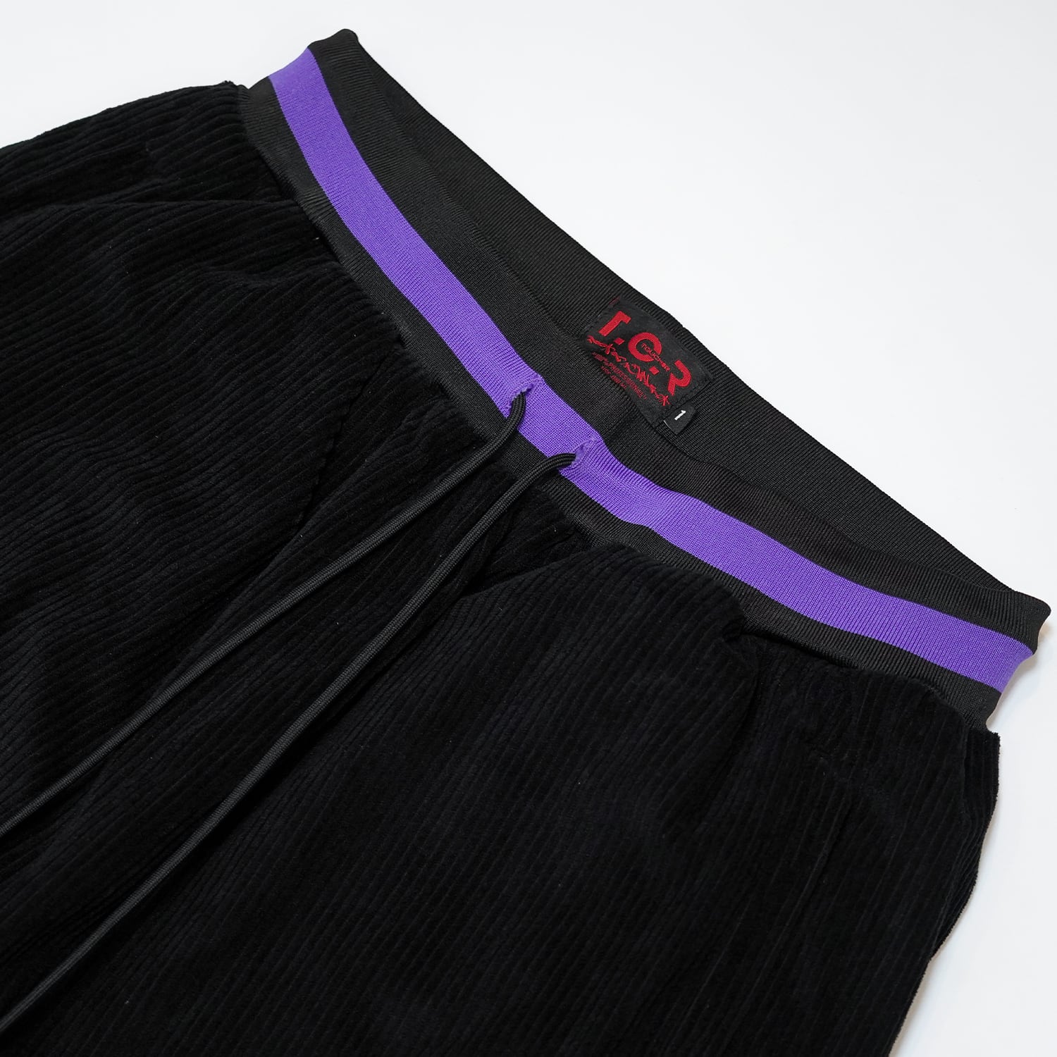 T.C.R CORDUROY WIDE EASY PANTS - BLACK