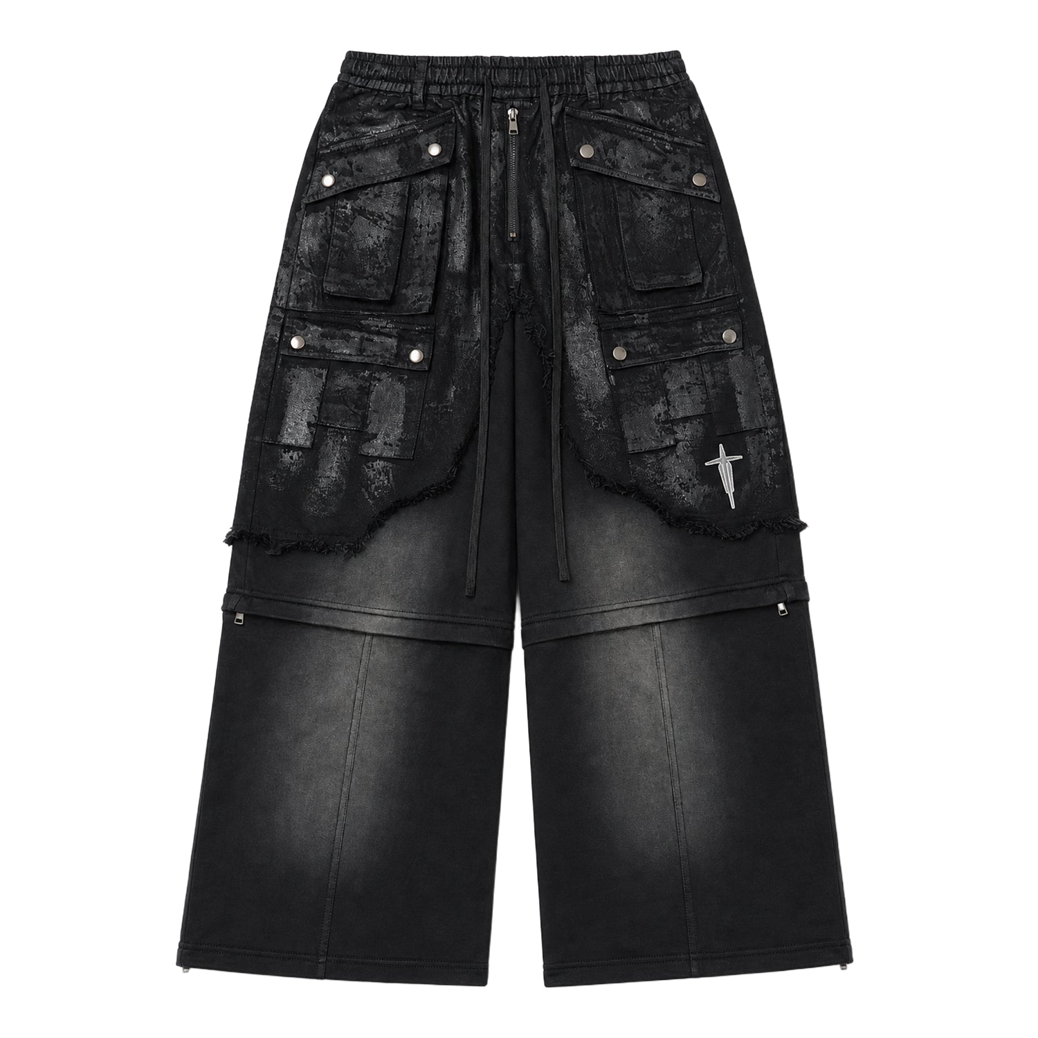 T.C.R SHADOW PHASE CONVERTIBLE BAGGY PANTS - BLACK