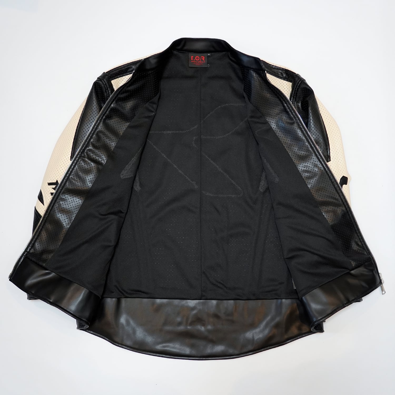 T.C.R MAVERIK MESH LEATHER MOTO JACKET - BLACK