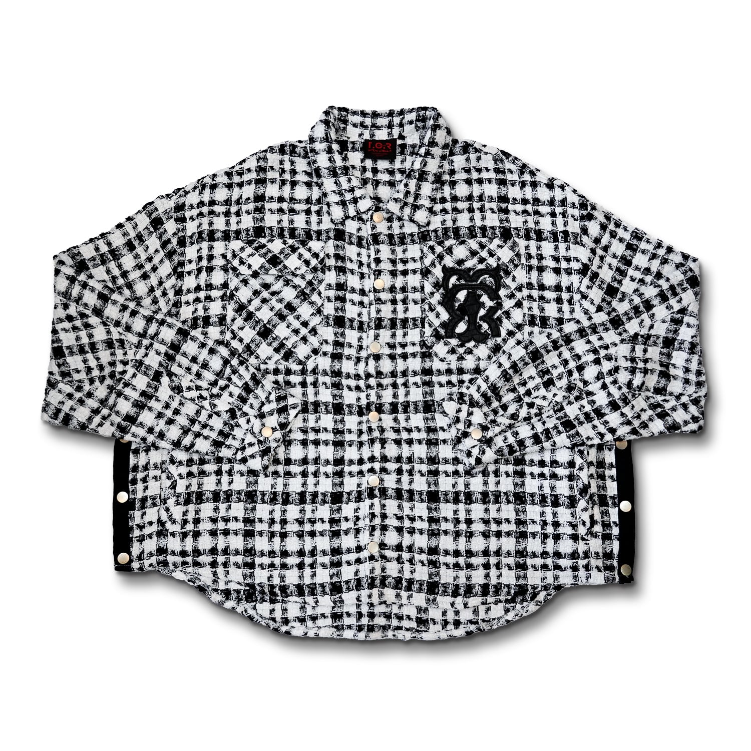 T.C.R MONOGRAM LOGO TWEED SHIRTS JACKET - BLACK / WHITE