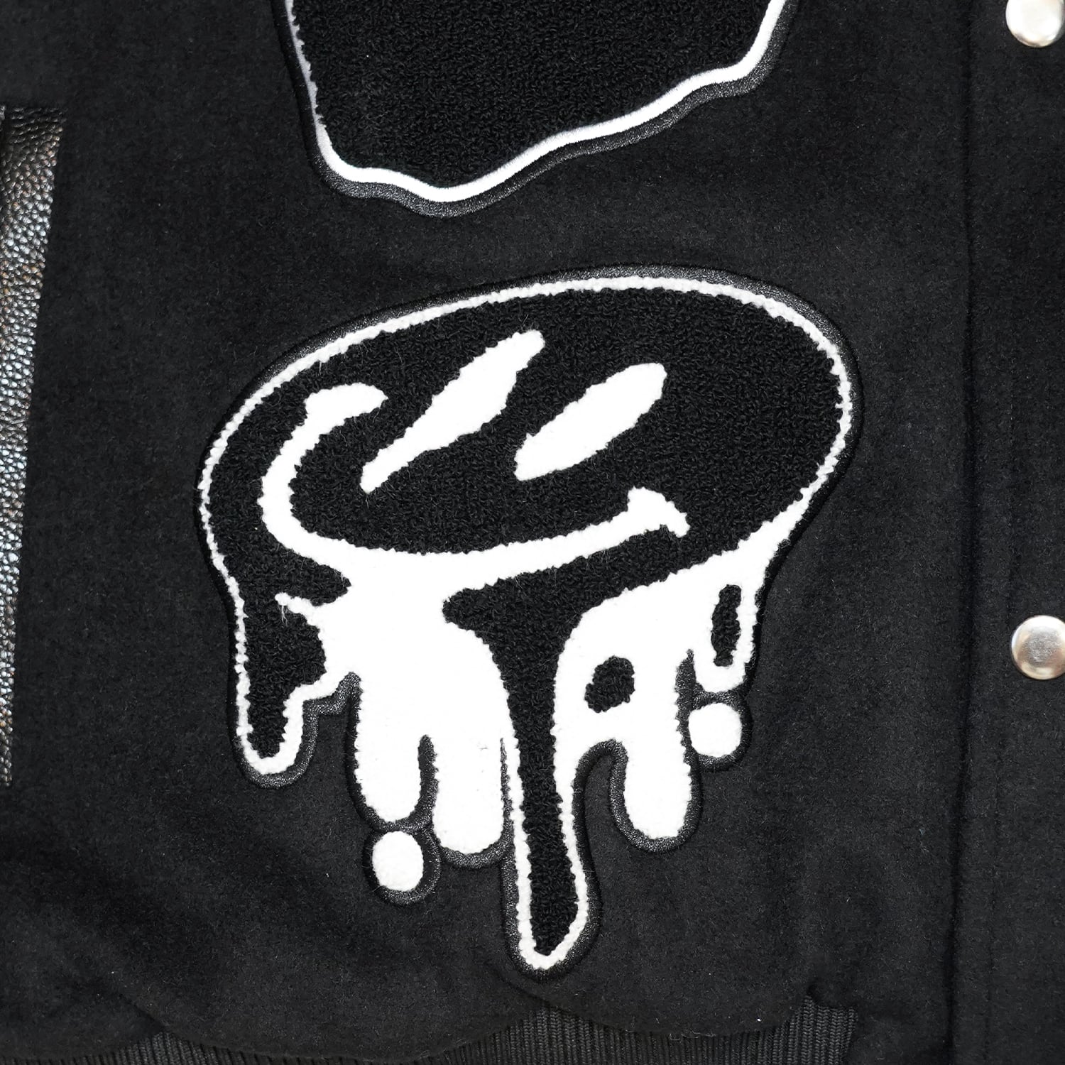 T.C.R RAVER GANG VARSITY LEATHER JACKET - BLACK