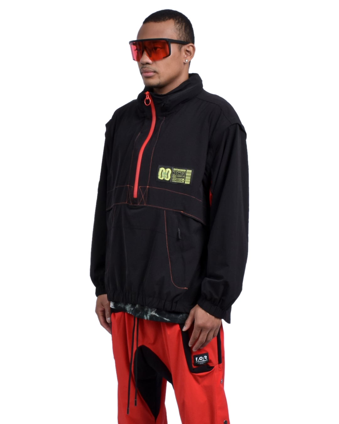 T.C.R TRICLIMATE 2WAY SHELL ANORAK V2 - BLACK/RED