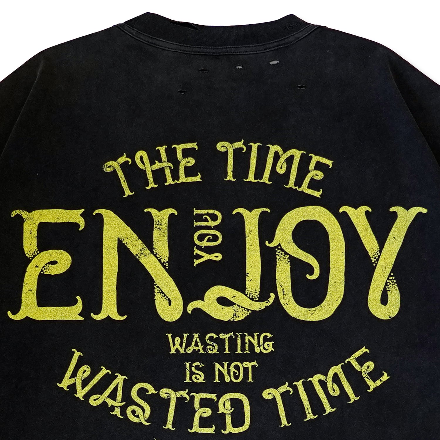 T.C.R JESUS RAVES  DISTRESSED S/S TEE - BLACK
