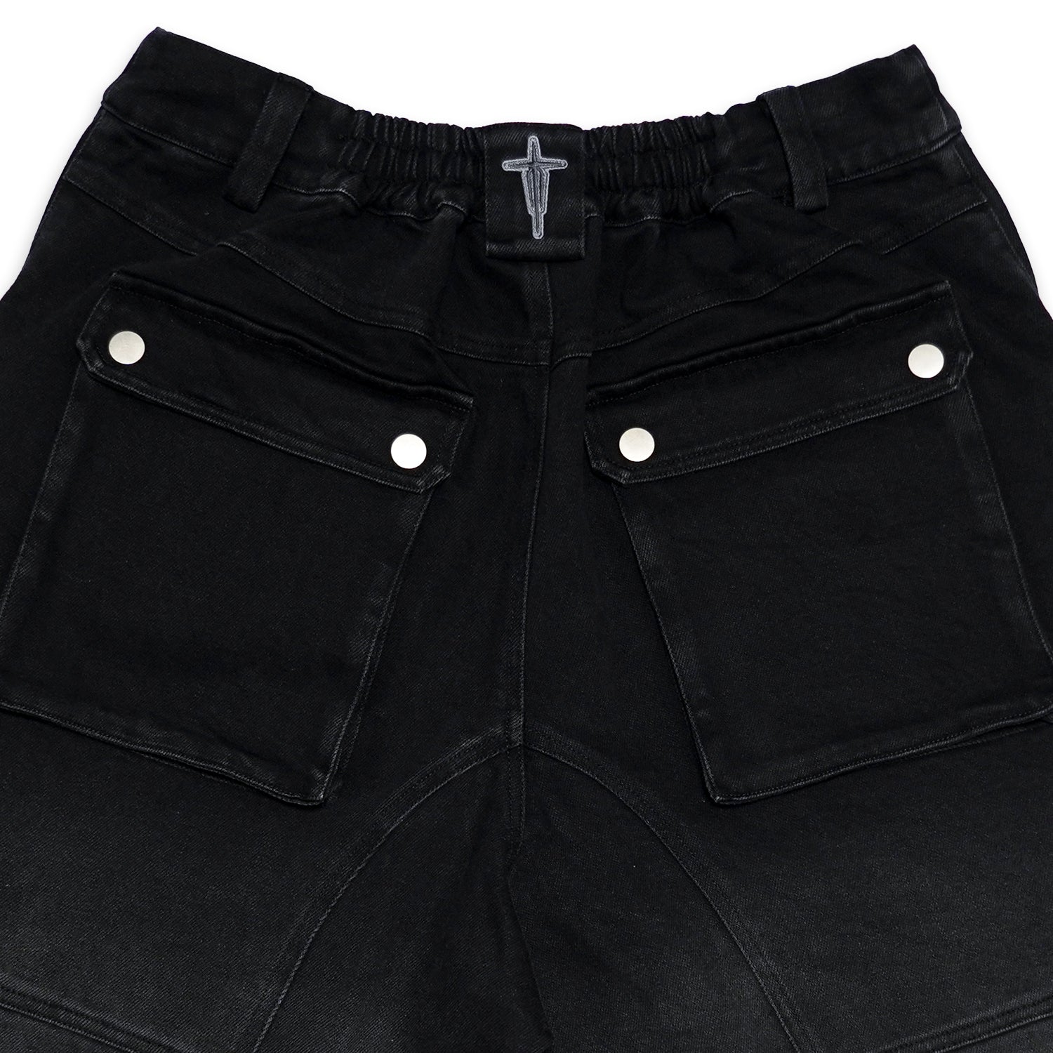 T.C.R INDUSTRIAL FADE CARGO LONG SHORTS - BLACK