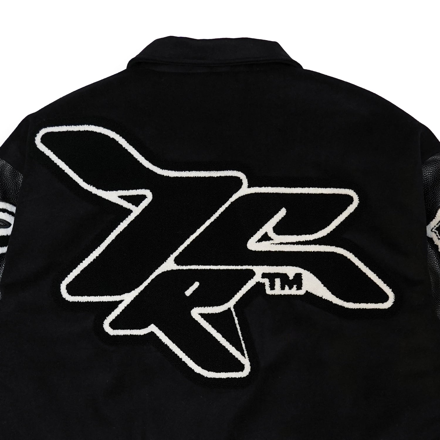 T.C.R RAVER GANG VARSITY LEATHER JACKET - BLACK