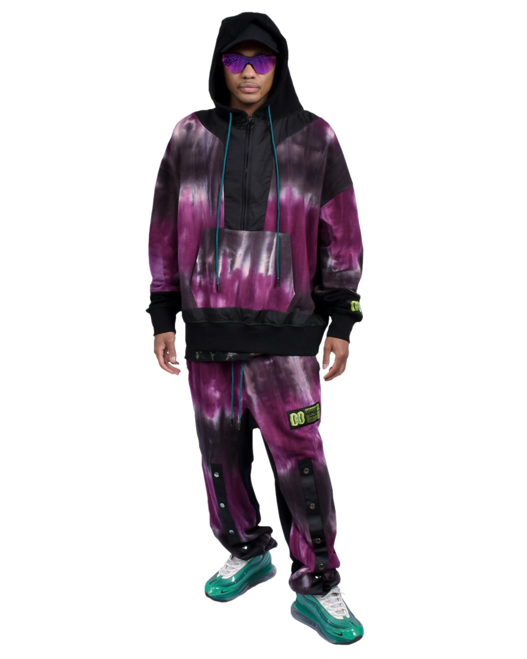 TCR ESSENTIAL TECH TIE DYE HOODIE  - PURPLE/BLACK