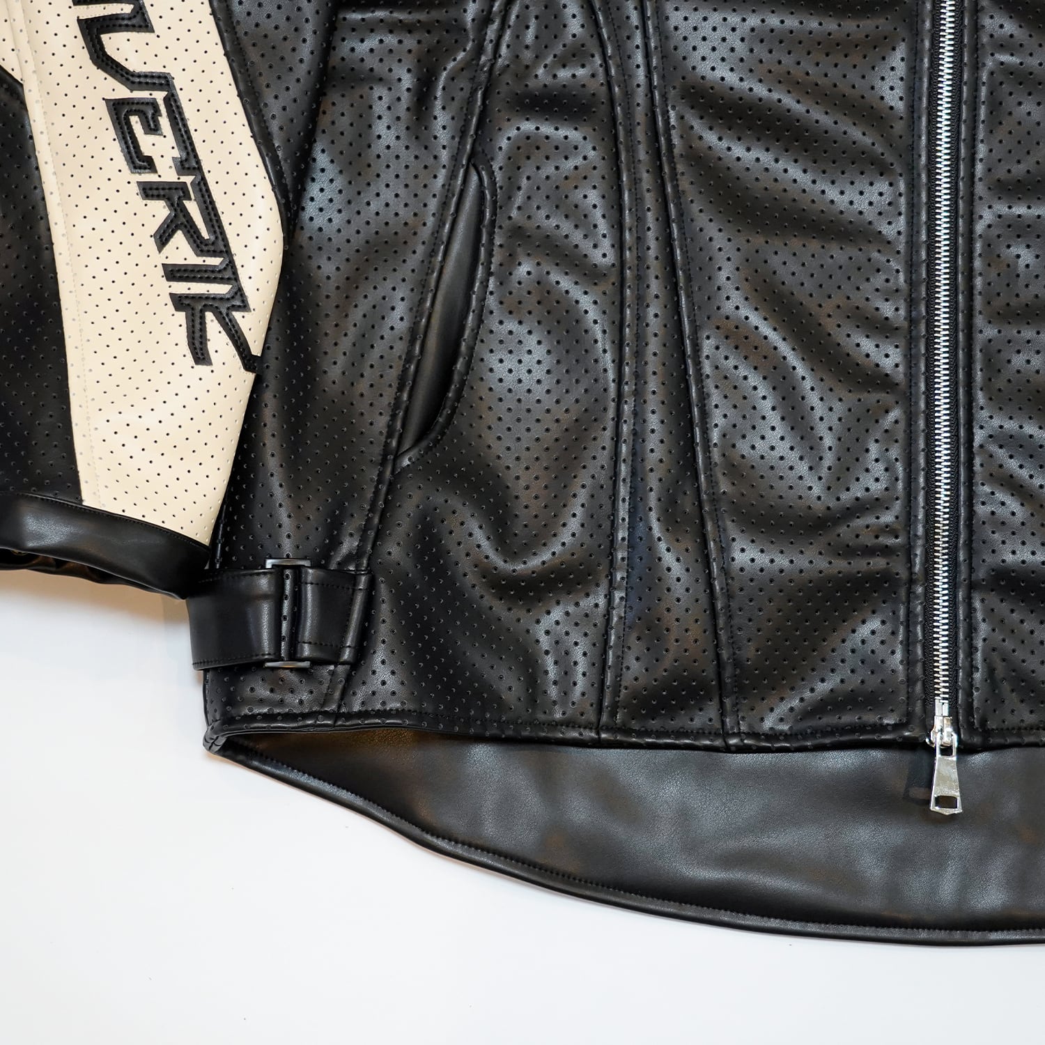 T.C.R MAVERIK MESH LEATHER MOTO JACKET - BLACK