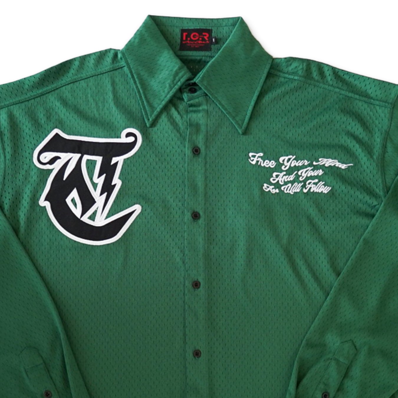 T.C.R LIGHTNING LOGO L/S MESH SHIRTS - GREEN