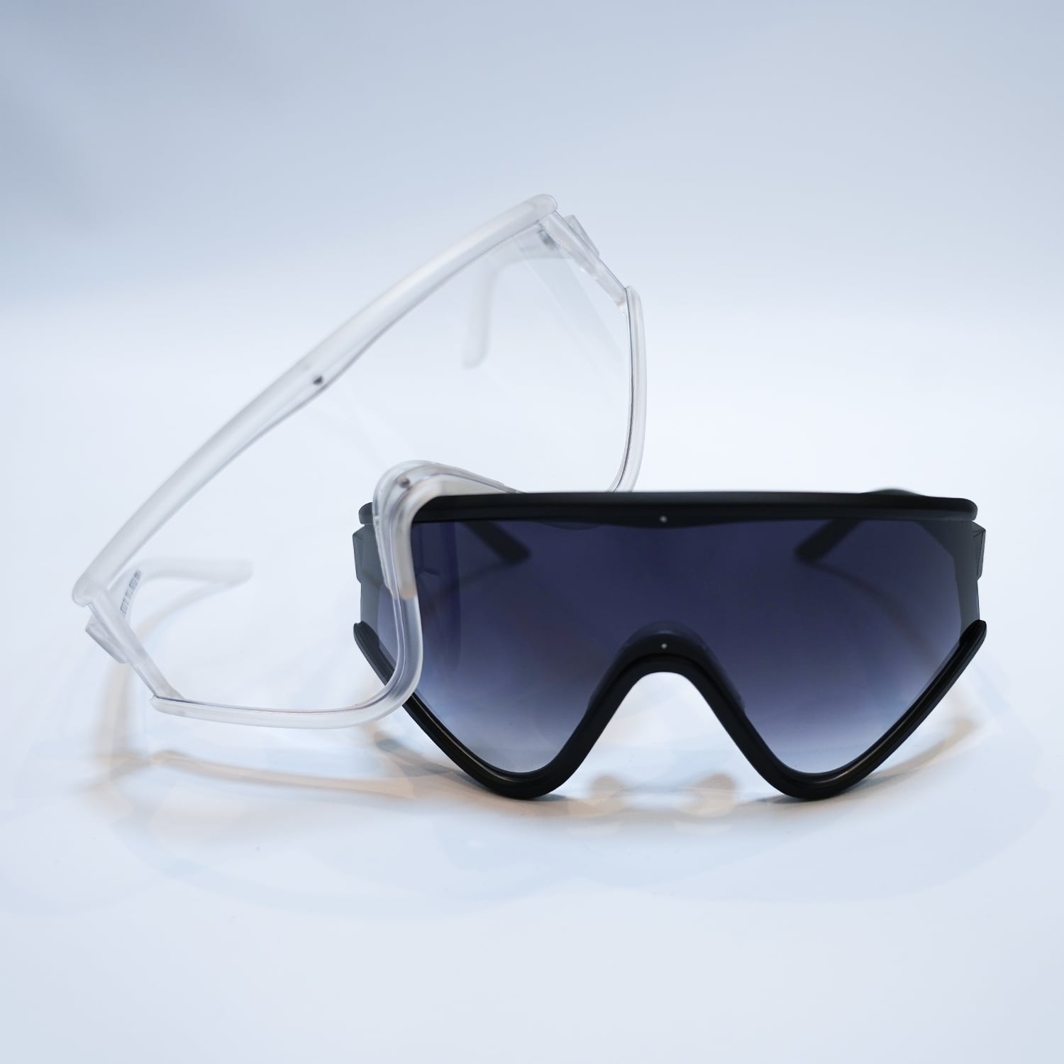 T.C.R OVERSIZED SHIELD SUNGLASS - EXCLUSIVE - CLEAR
