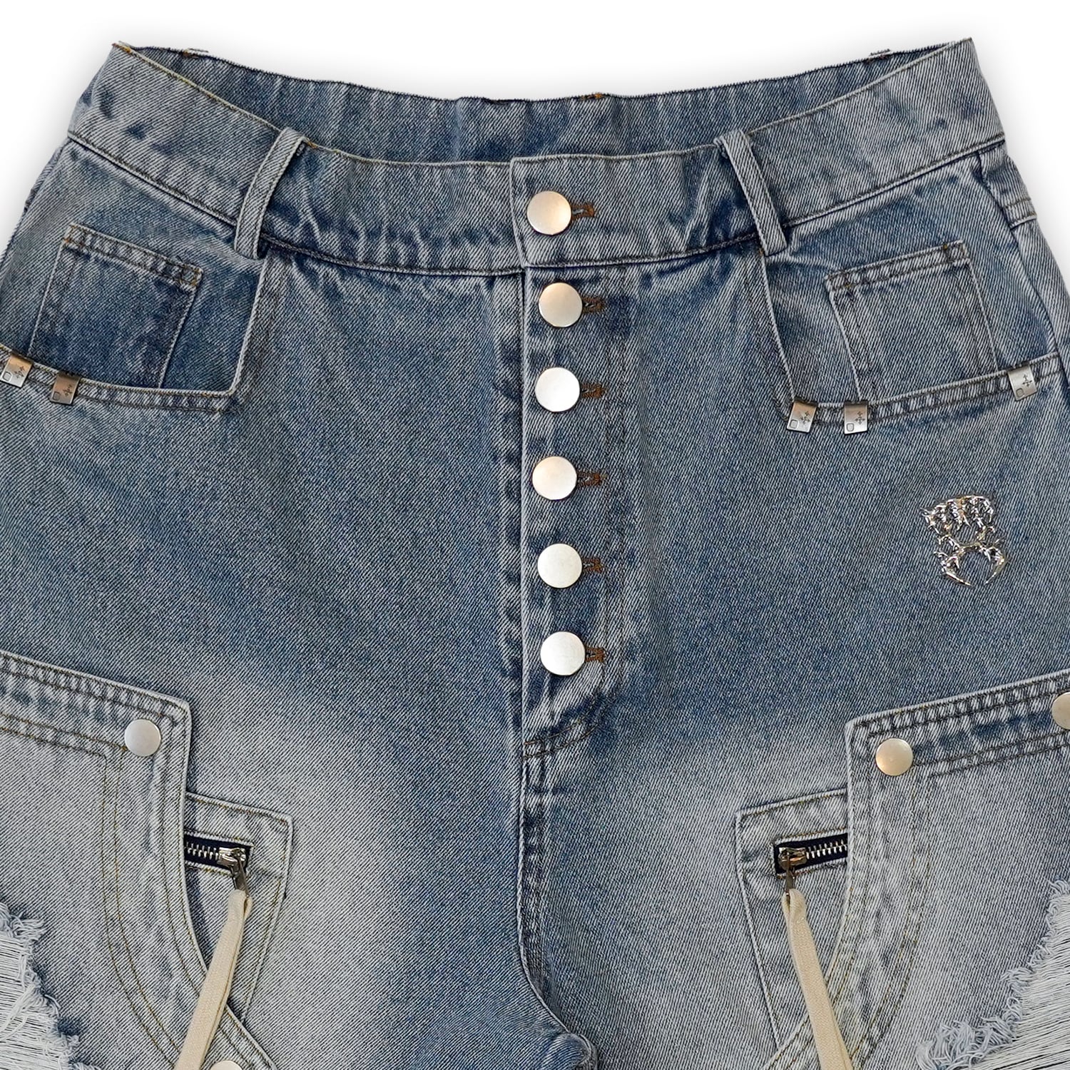 T.C.R DOUBLE KNEE DAMAGE SHORTS - BLUE