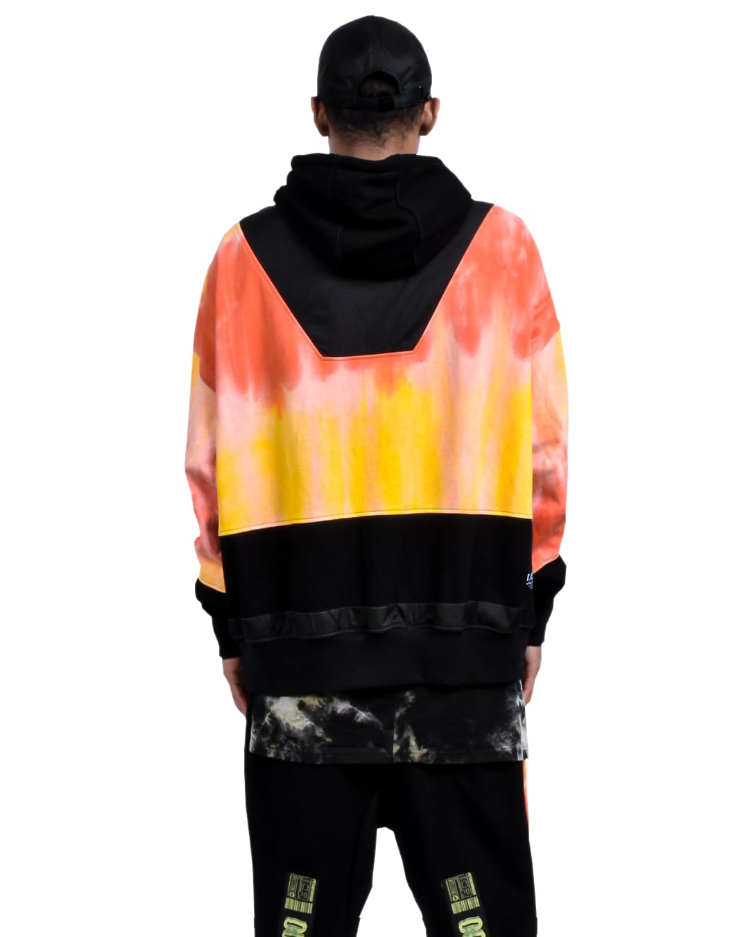 TCR ESSENTIAL TECH TIE DYE HOODIE  - ORANGE/BLACK