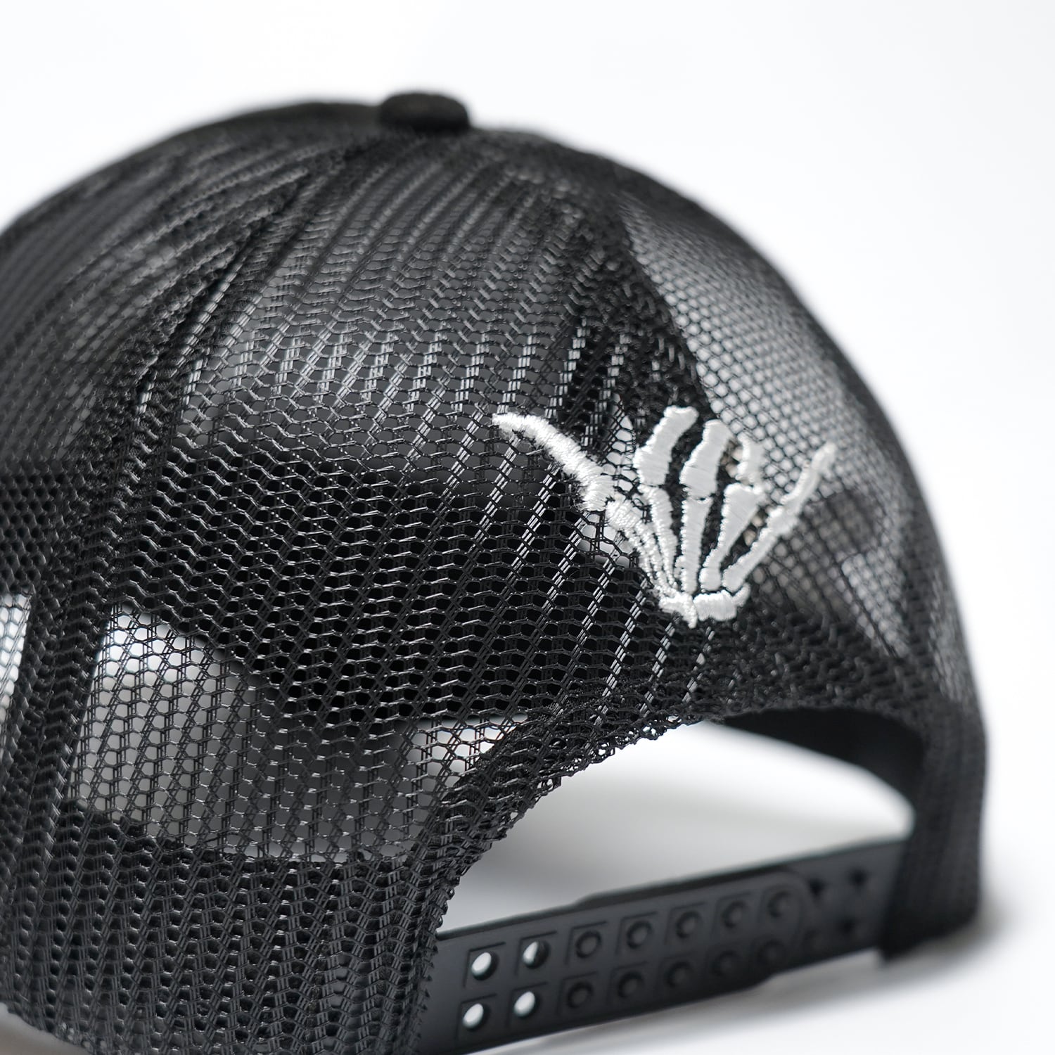 T.C.R MONOGRAM LOGO SUEDE TRUCKER CAP - BLACK