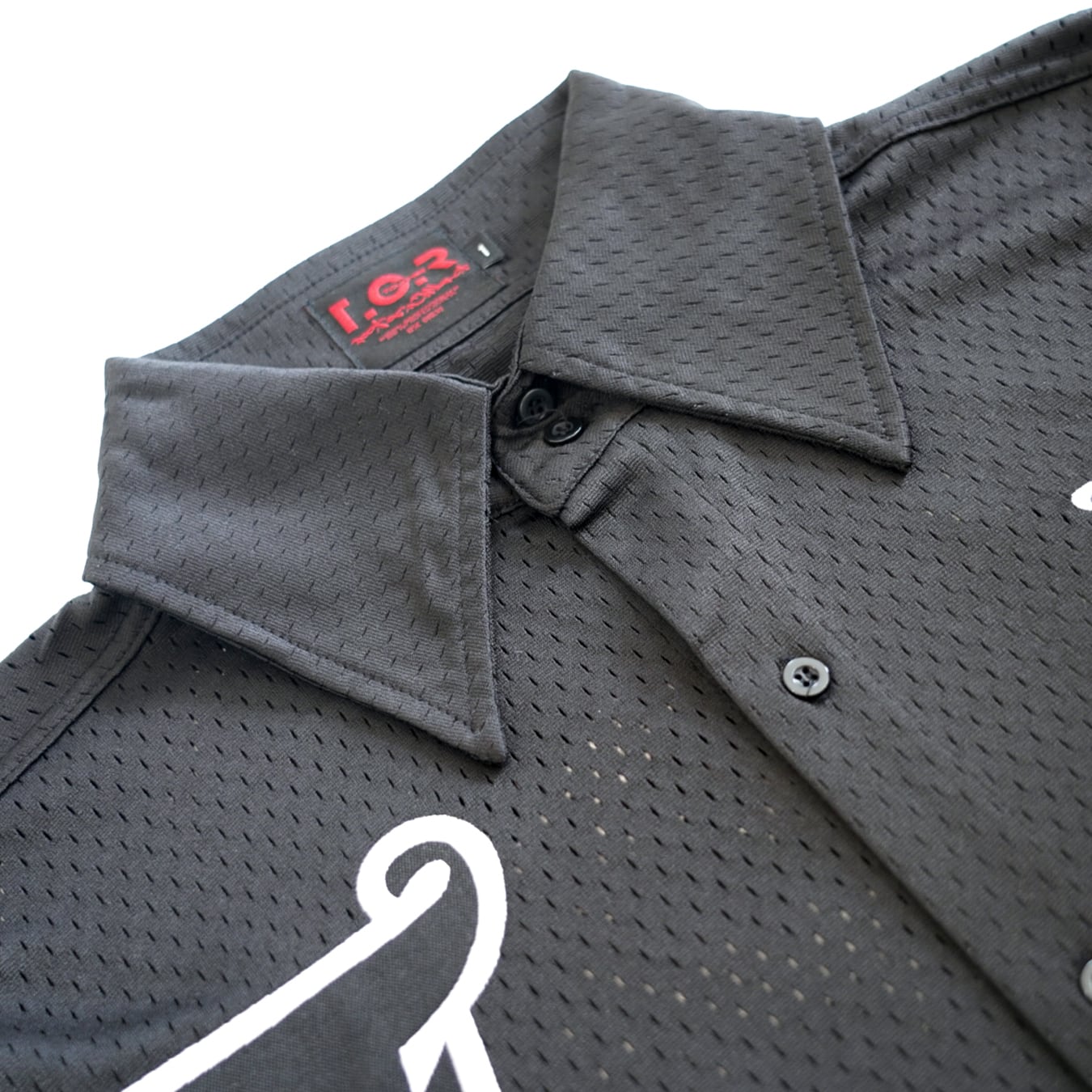 T.C.R LIGHTNING LOGO L/S MESH SHIRTS - BLACK