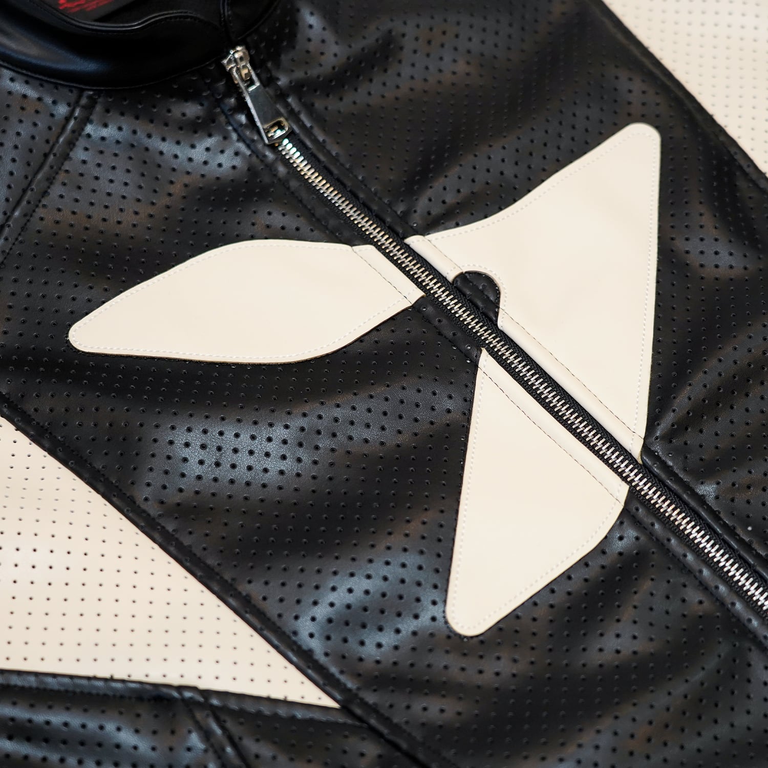 T.C.R MAVERIK MESH LEATHER MOTO JACKET - BLACK
