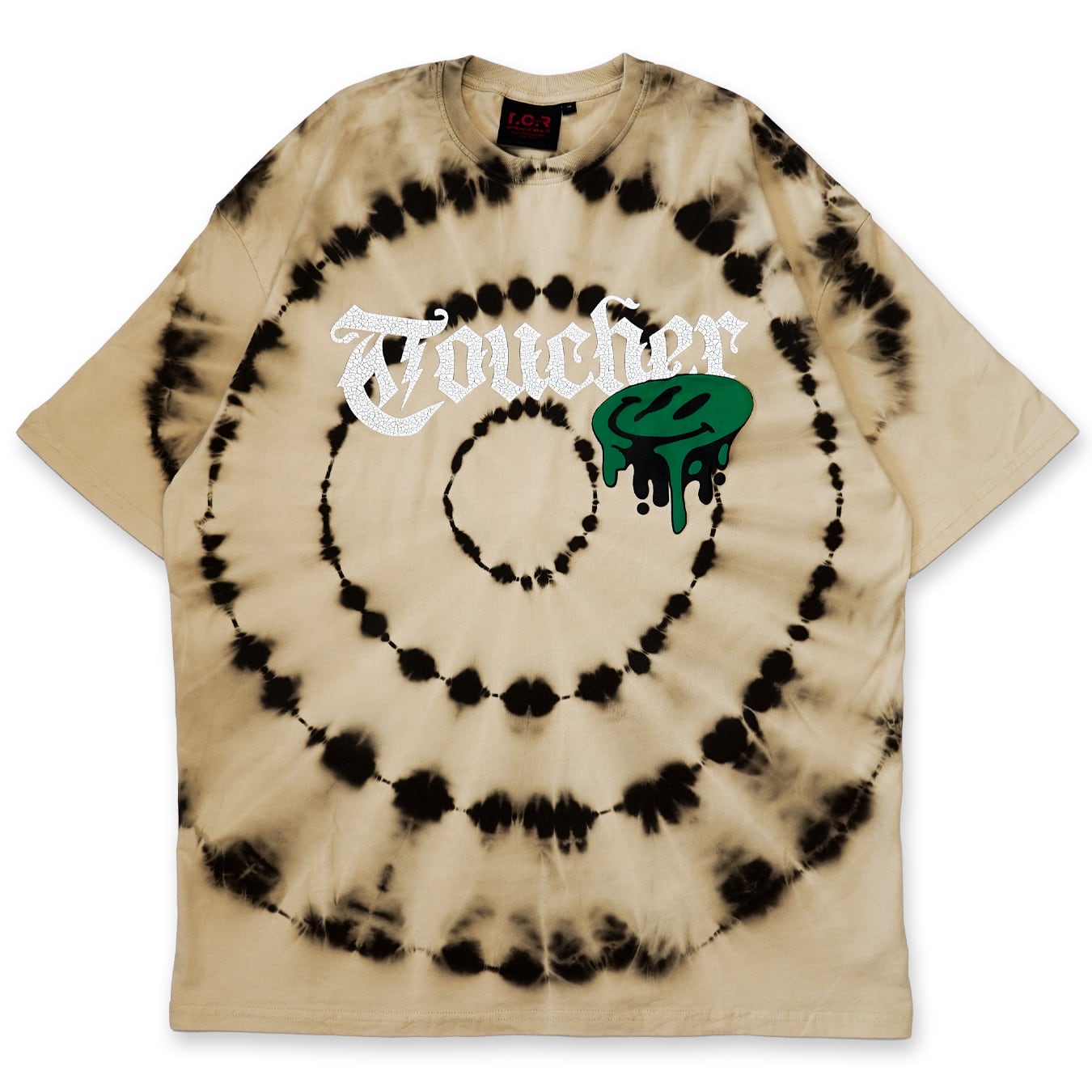 T.C.R DRIP SMILE TIE DYE S/S TEE - KHAKI