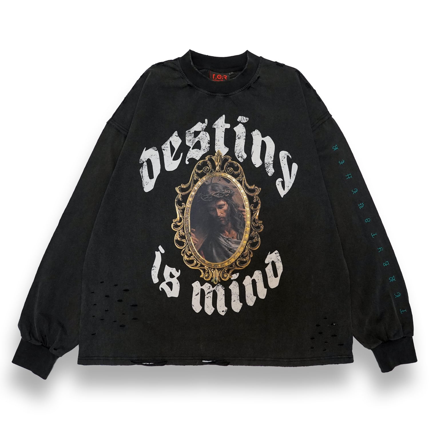 T.C.R DISTINY WASHED DAMAGE L/S TEE - BLACK