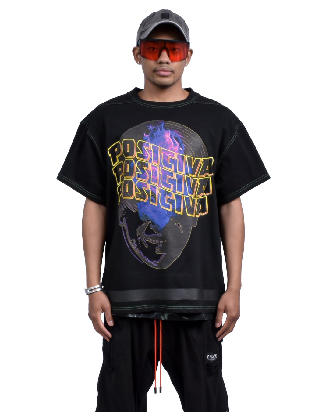 POSITIVA OVERSIZED  S/S TEE - BLACK/GREEN