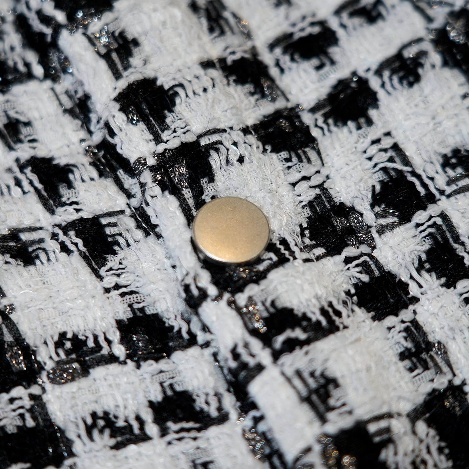 T.C.R MONOGRAM LOGO TWEED SHIRTS JACKET - BLACK / WHITE
