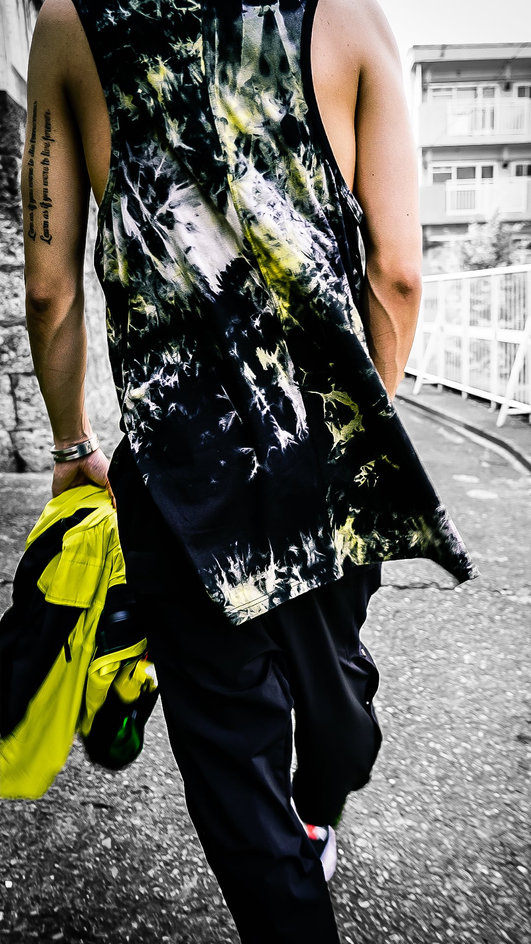 T.C.R TIE DYE LAYERED TANK TOP - YELLOW