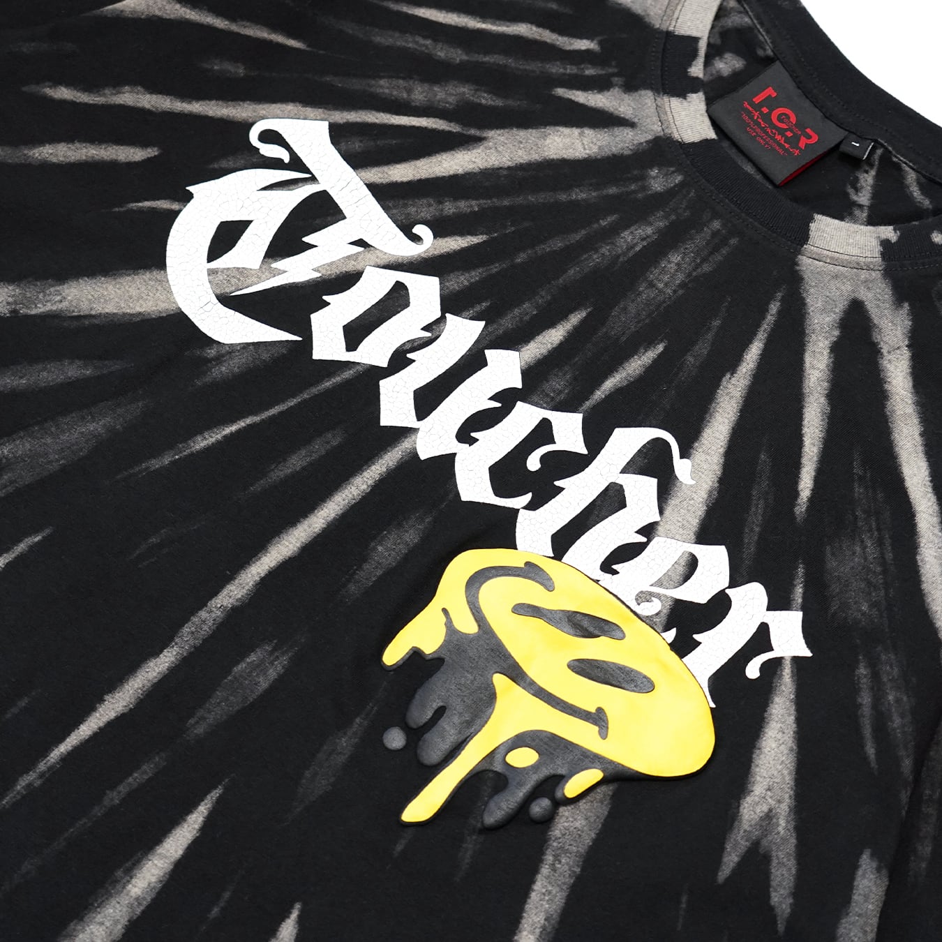 T.C.R DRIP SMILE TIE DYE S/S TEE - BLACK